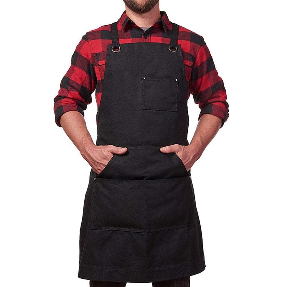 Easy Wearing Cross Back Tool Pocket Cotton Heavy Duty Durable Unisex Denim Work Painting Apron