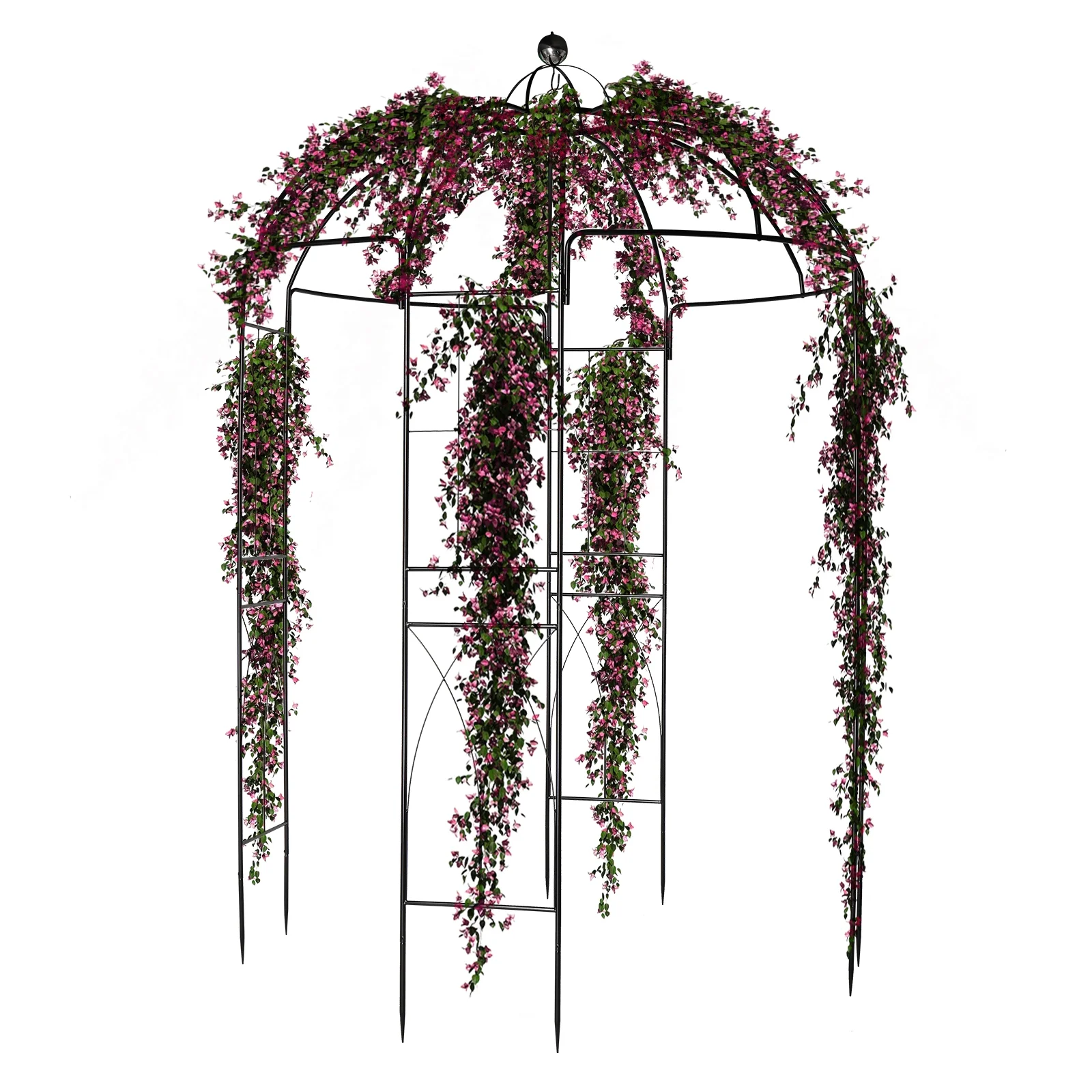 IVV Birdcage Shape Garden Arch, 8.9'Hx6.8'Dia, Pergola Plant Climbing Trellis Arbor Heavy Duty Metal Gazebo Garden Arch for Outdoor Arbor Climbing Plants Backyard Patio Wedding Ceremony, Black - Image 7