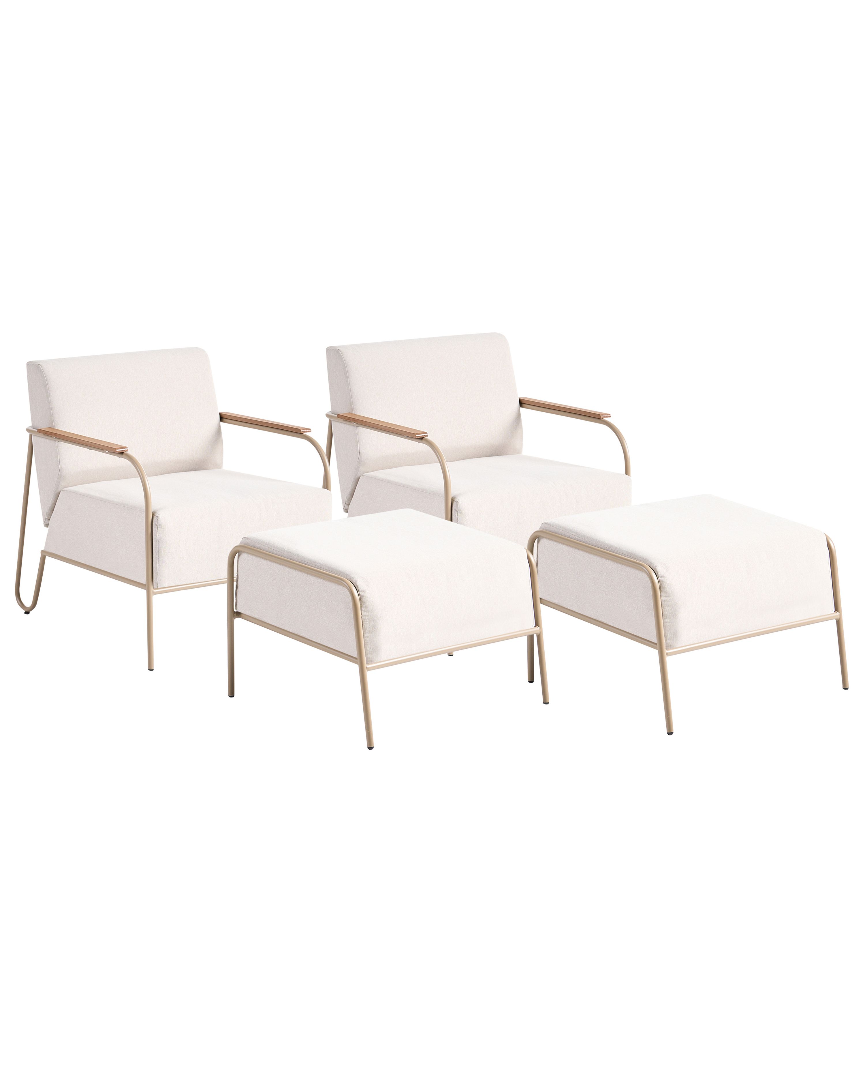 Set of 2 Garden Chairs NIMIS with Ottoman Light Beige