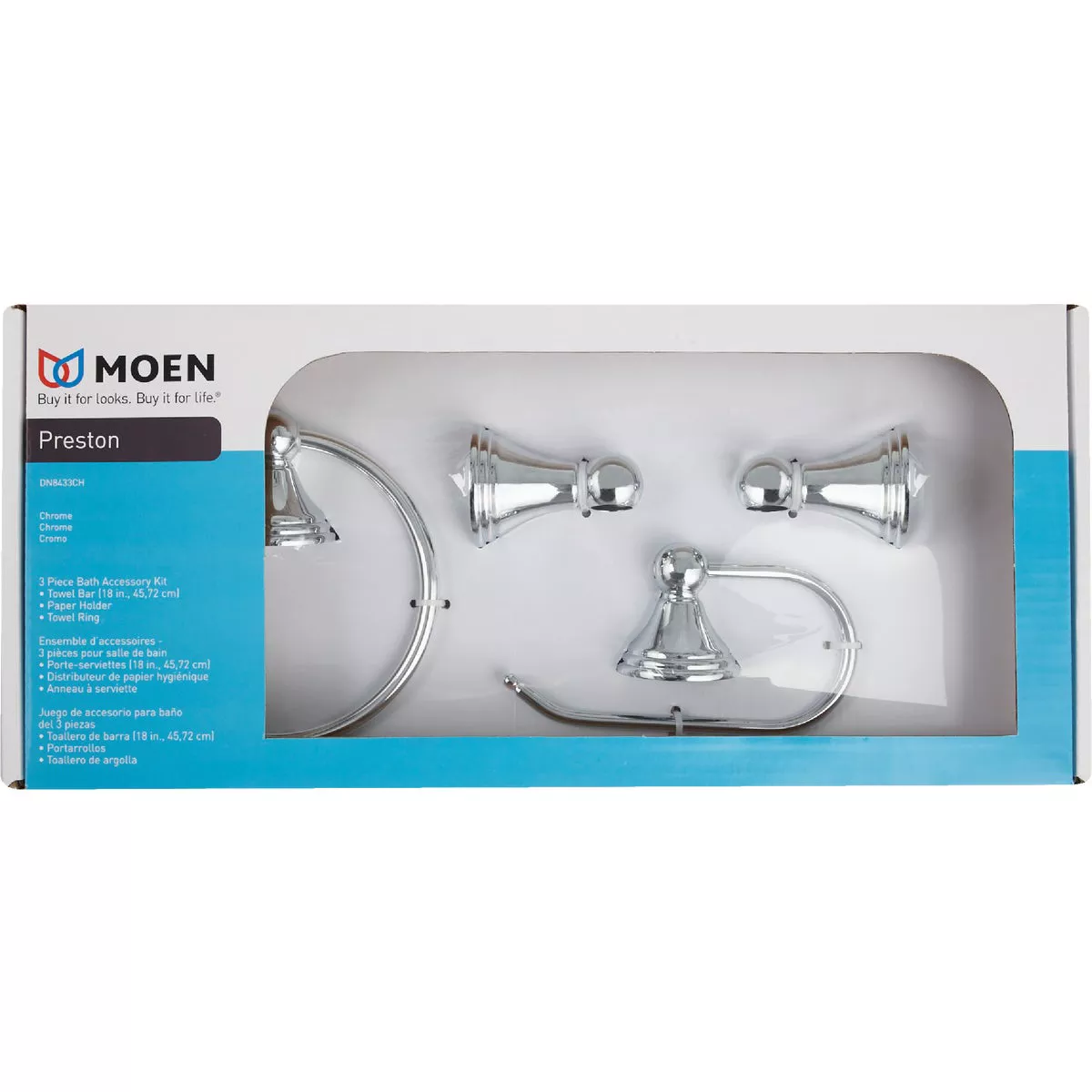 Moen Preston Collection 3-Piece Bath Hardware Set, Chrome