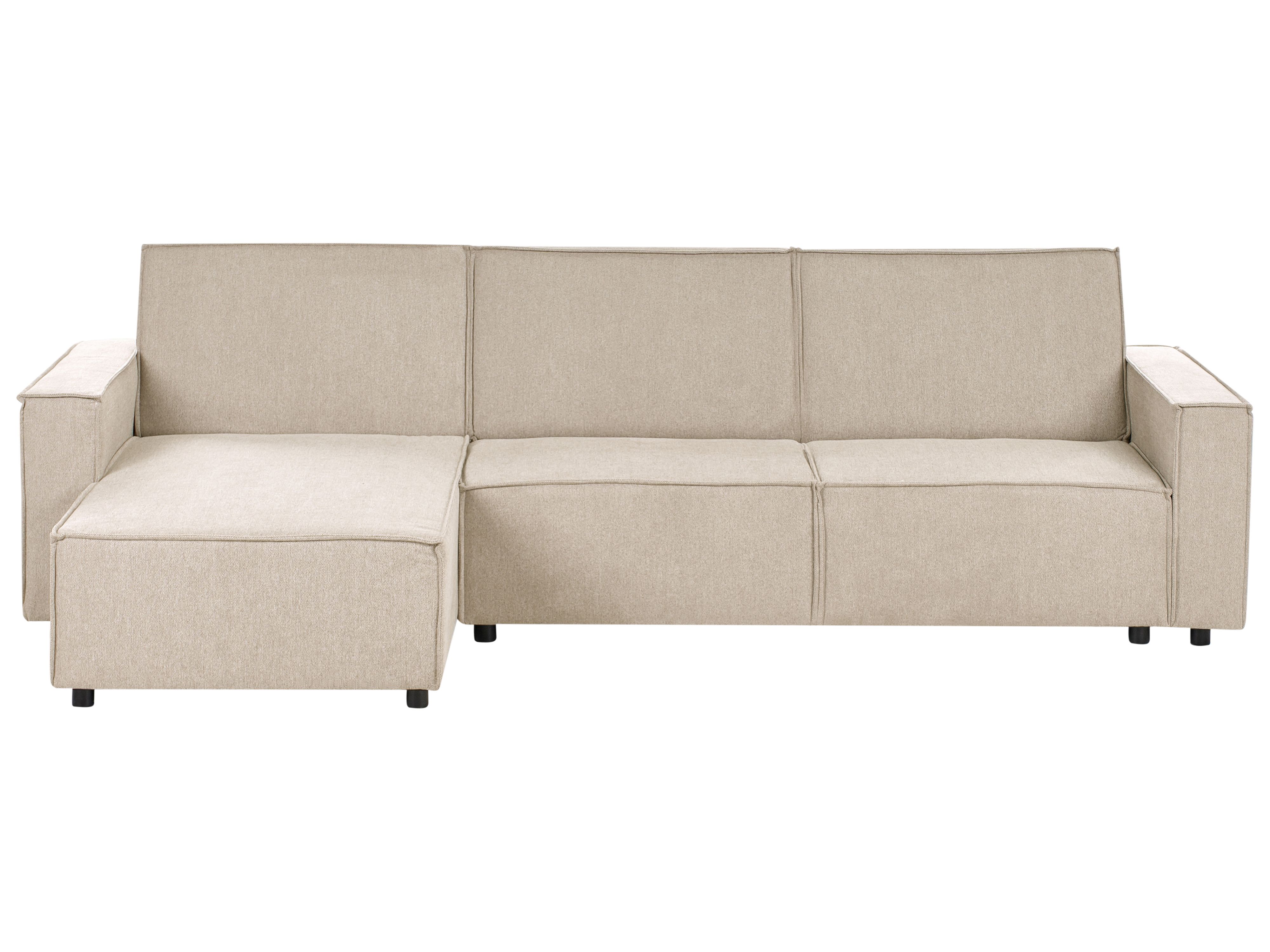 Corner Sofa Bed 3 Seater ROMEDAL II Fabric Beige Right Hand
