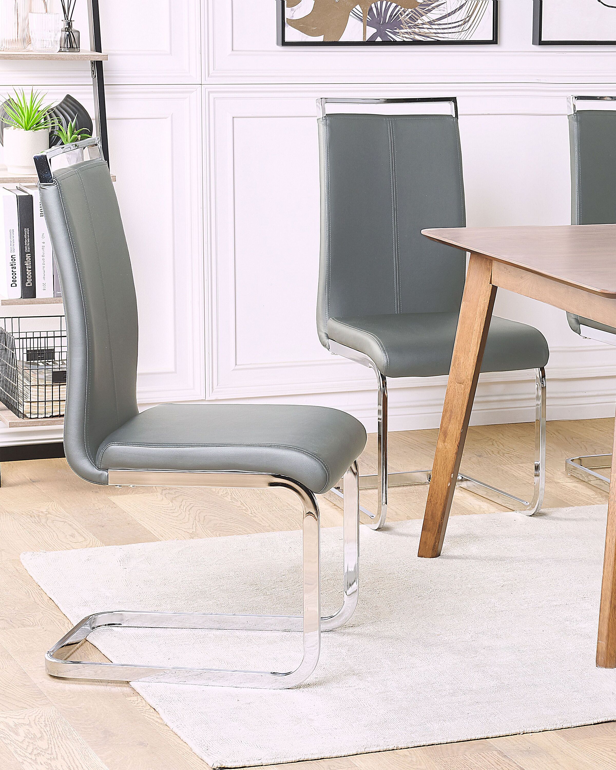 Set of 2 Dining Chairs GREEDIN Faux Leather Grey