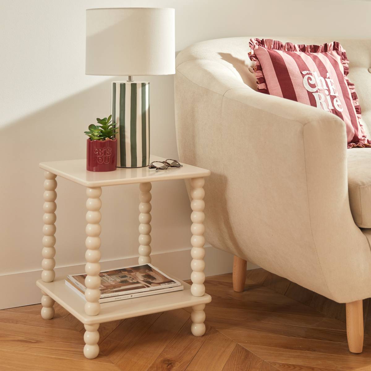 Side Table "Chamlo" Ivory, 40x40 cm