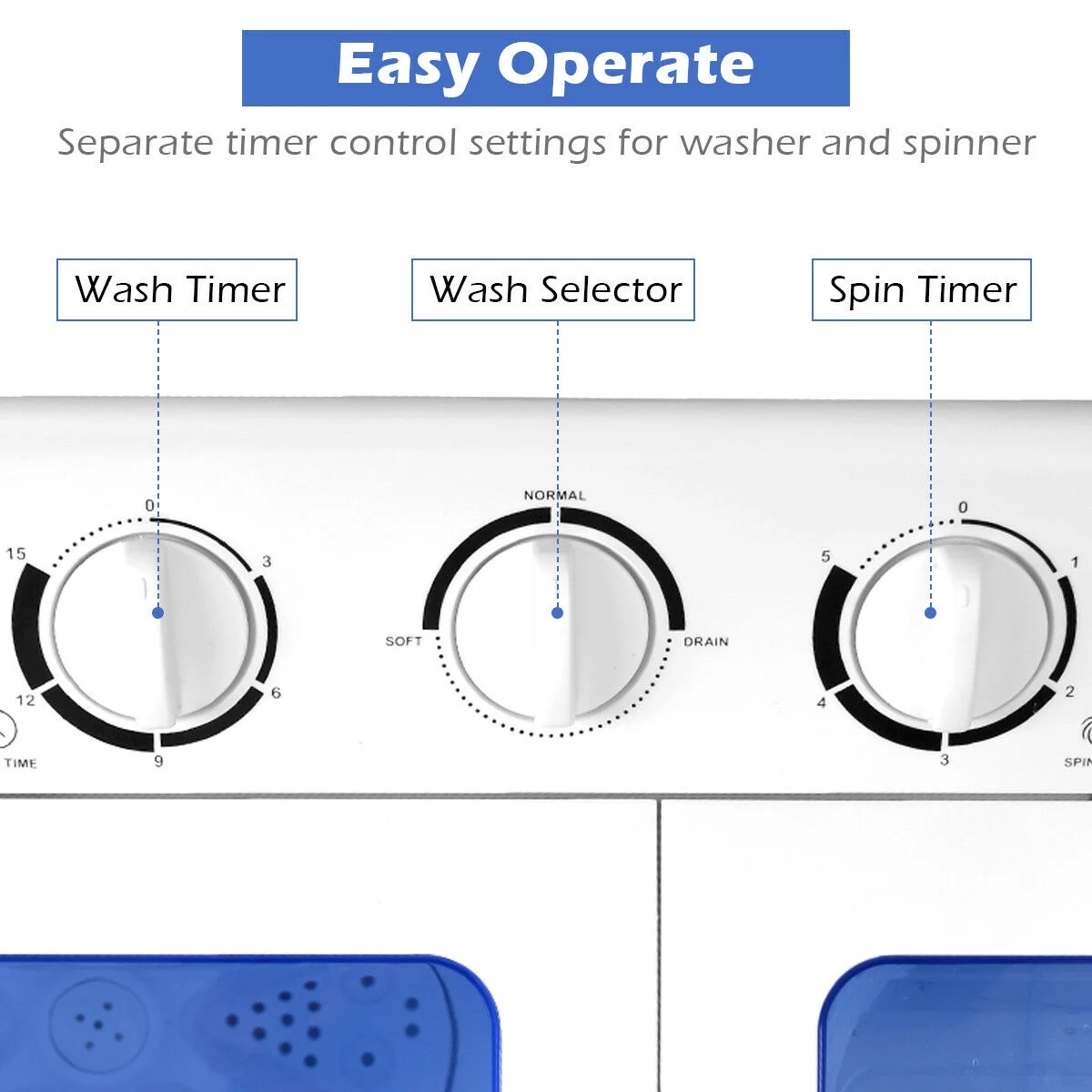 Costway 17.6 lb Portable Mini Compact Twin Tub Washing Machine Washer Spin Dryer - Image 7