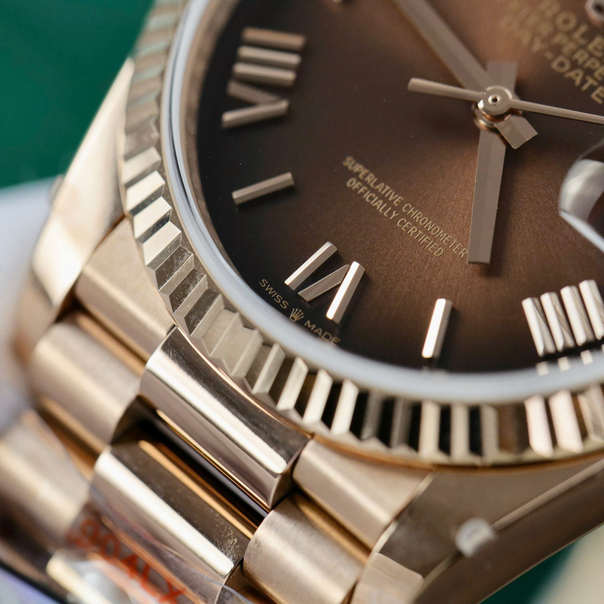 Rolex Day-Date 128235 Replica Watch Dial Chocolate Weight 158gram QF Factory 36mm - Elite Watch Atelier