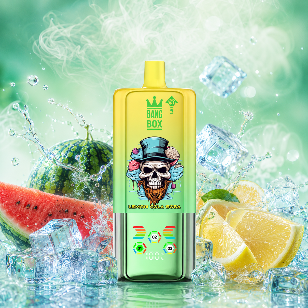 BANG BOX 80 000 puffów 3w1 – Lemon Cola Soda; wskaźnik smaku 01/02/03 i poziom baterii