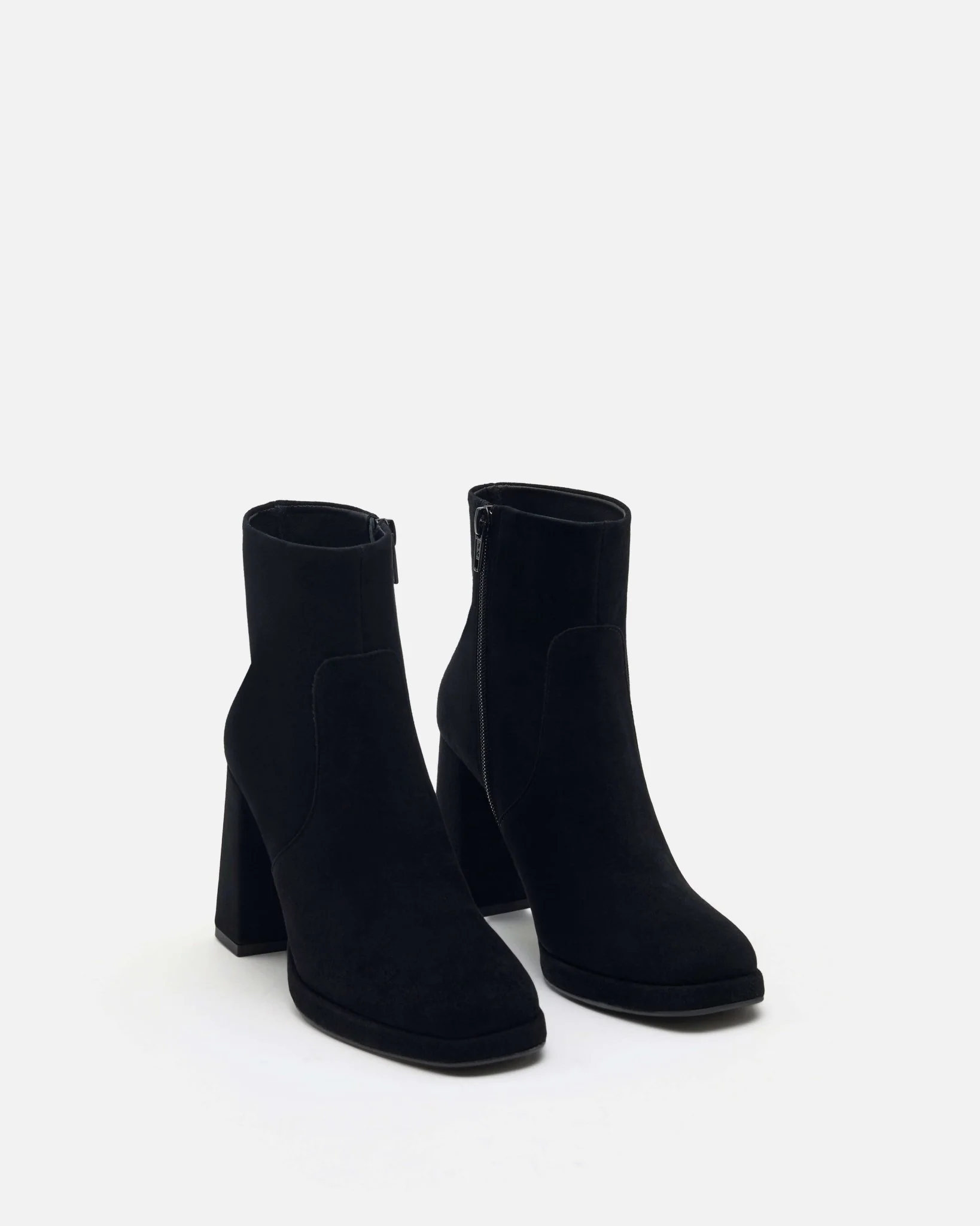 BOTTINES MONICA/VEL - En cuir velours à talons carrés noir