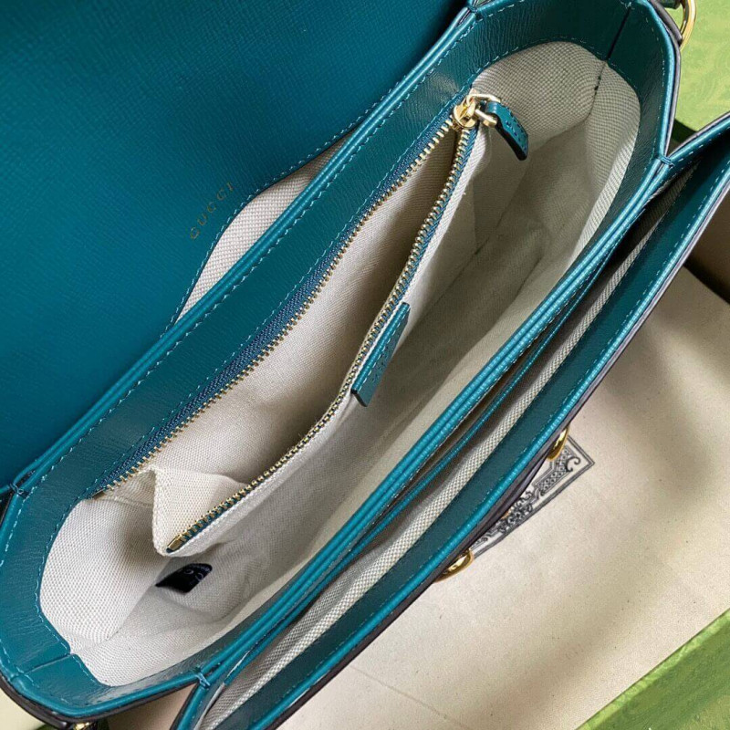 Replica Gucci Horsebit 1955 Small Shoulder Bag 602204 Blue And Green Leather1:1High-quality replica