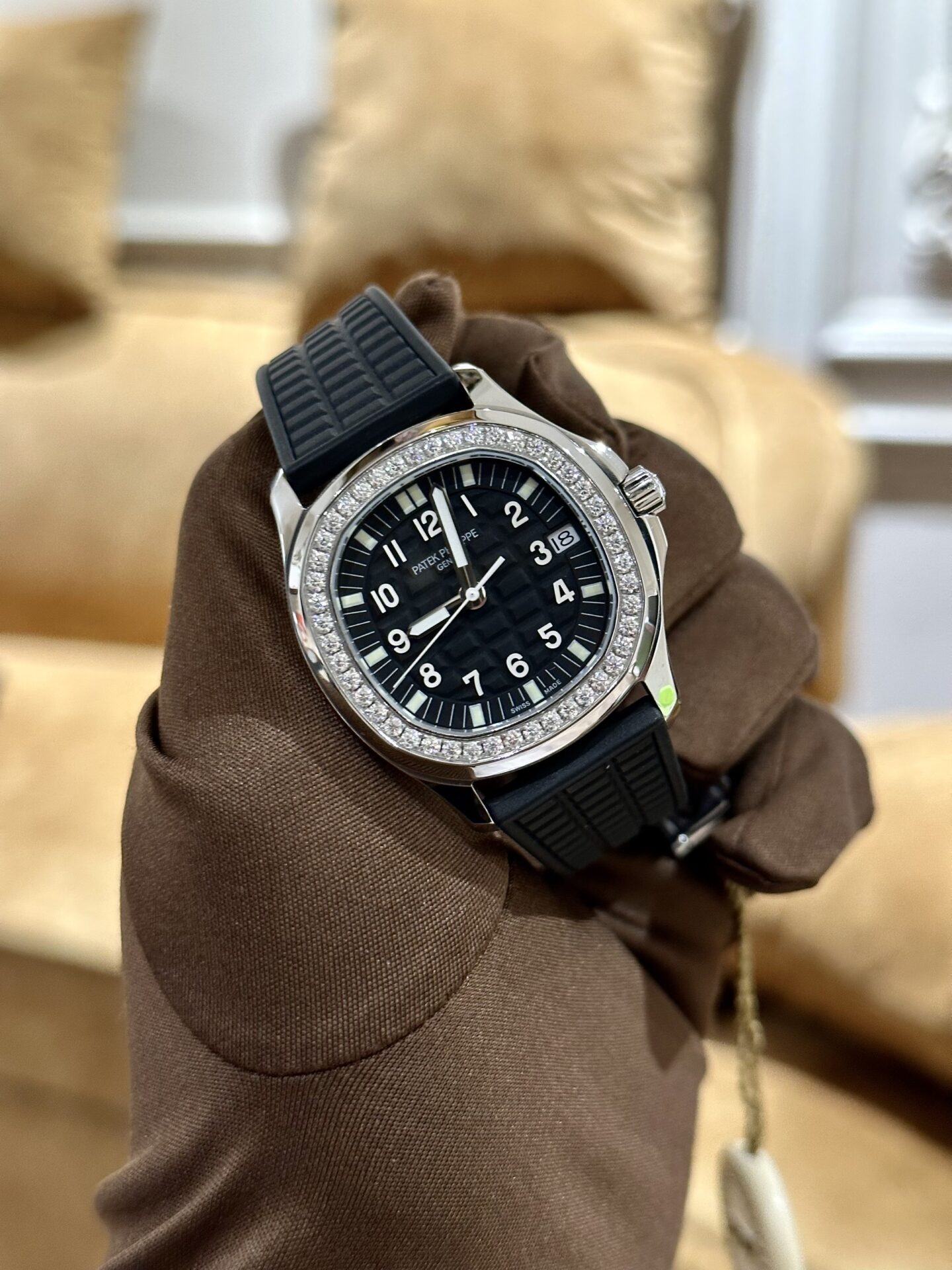 Patek Philippe Aquanaut 5067 Women s Black With Diamond Bezel Replica 1:1 Watch PPF 35.6mm - Elite Watch Atelier