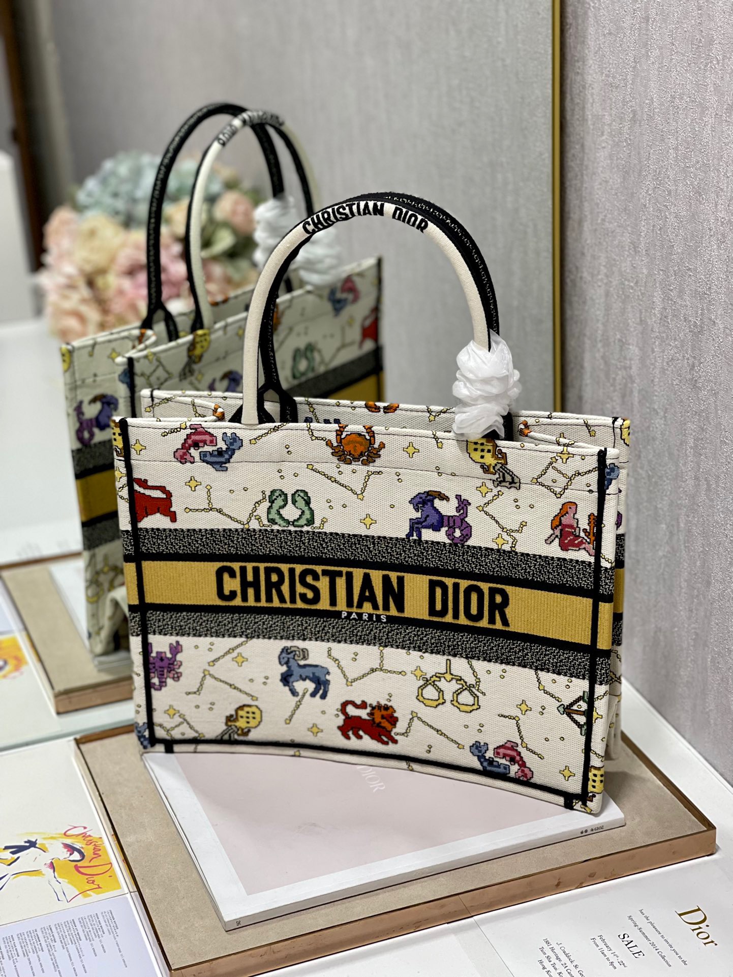Christian Dior Medium Dior Book Tote White Multicolor, For Women, Women’s Handbags 14in/36cm CD1:1High-quality replica