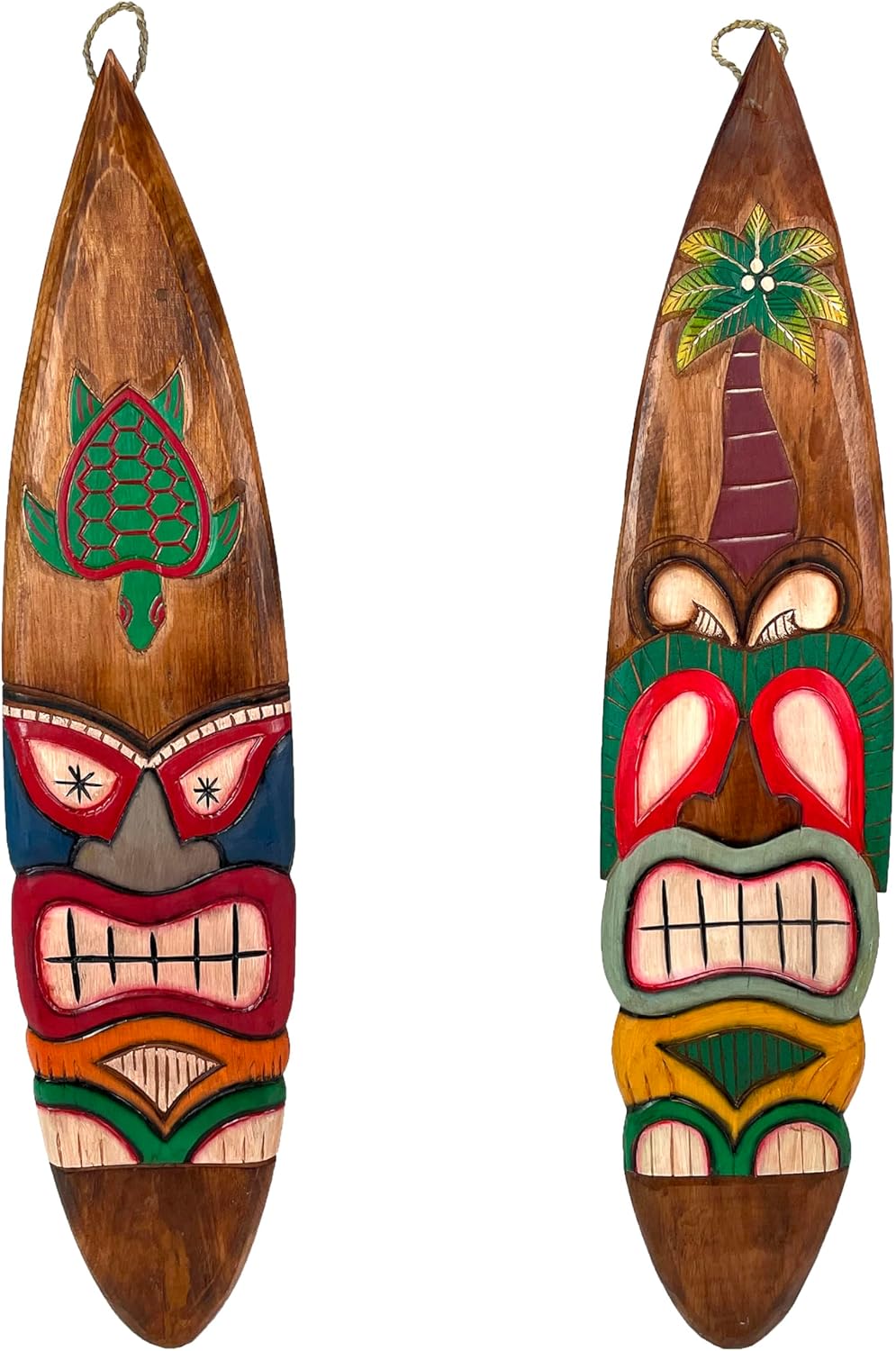 Set of 2 Wooden Tiki Surfboard Wall Decor, 39
