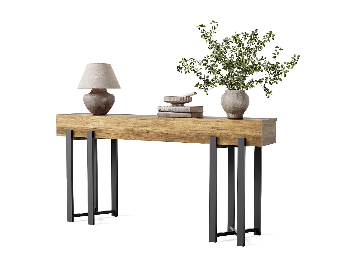 Console de 160 cm pour entrée, style industriel, à placer derrière un canapé