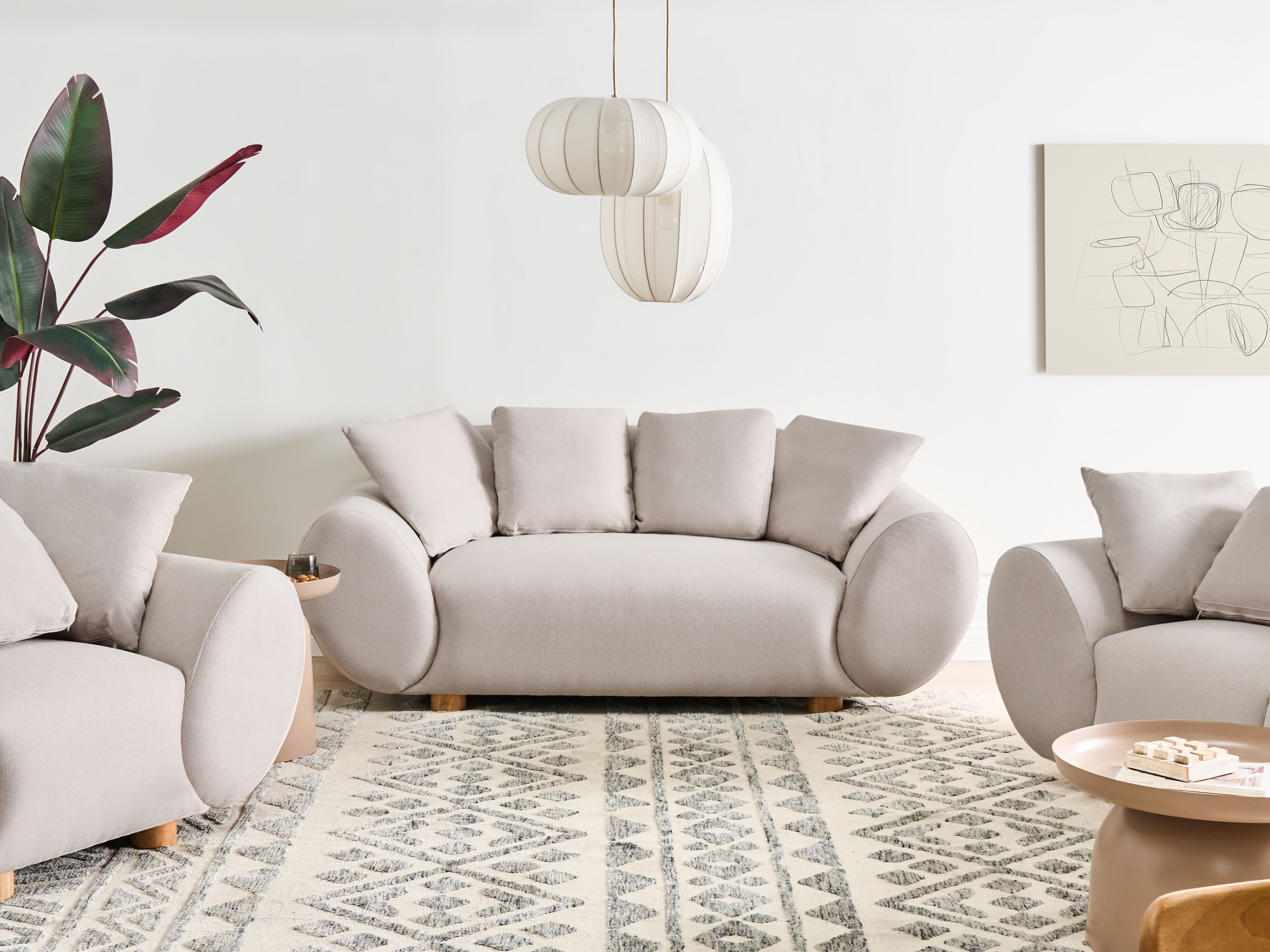 Sofa 2 Seater RINGEL Fabric Light Beige