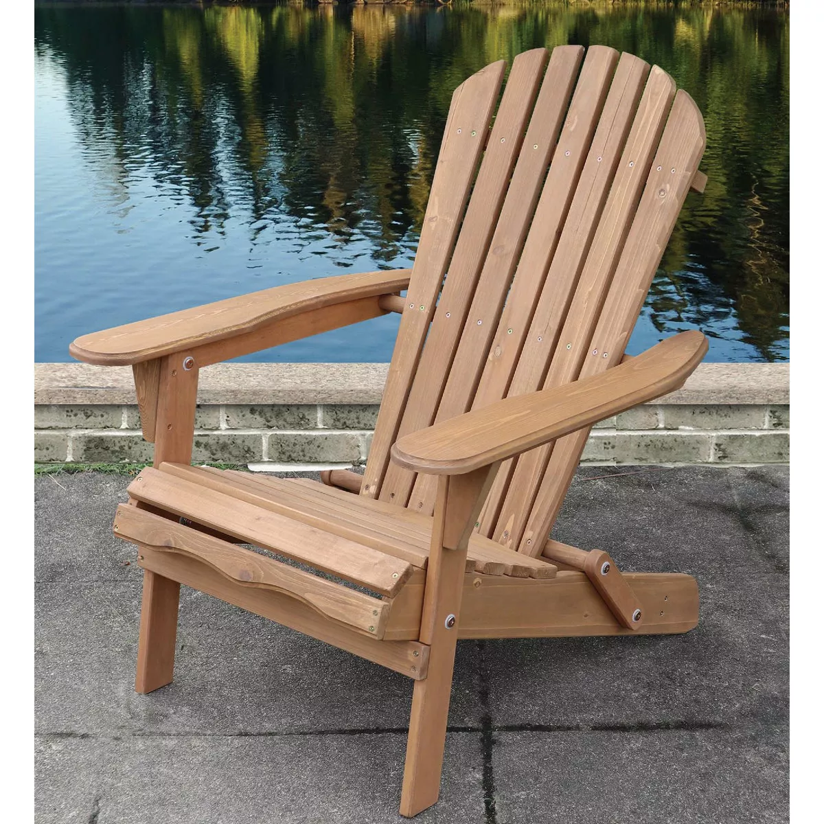 Northbeam Natural Wood Folding Adirondack Chair