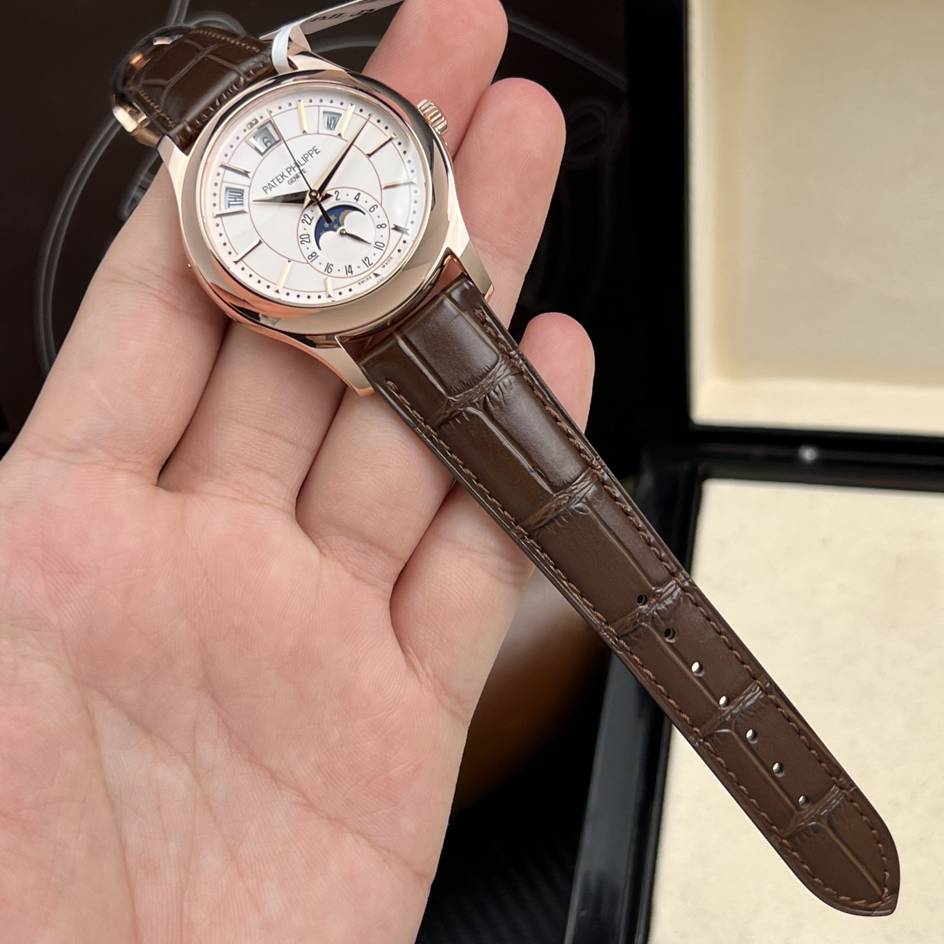 Patek Philippe Replica 1:1 Watch 5205R 18K Rose Gold Wrapped Men White Face 40mm - Top club