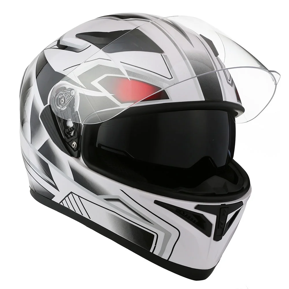 1Storm Motorcycle Modular Full Face Flip up Dual Visor Helmet + Spoiler + Motorcycle Bluetooth Headset: HJK316 Mechanic Red - Image 31