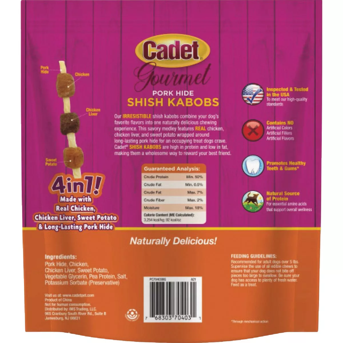 Cadet Gourmet 12 Oz. Pork Hide Shish Kabob Dog Treats