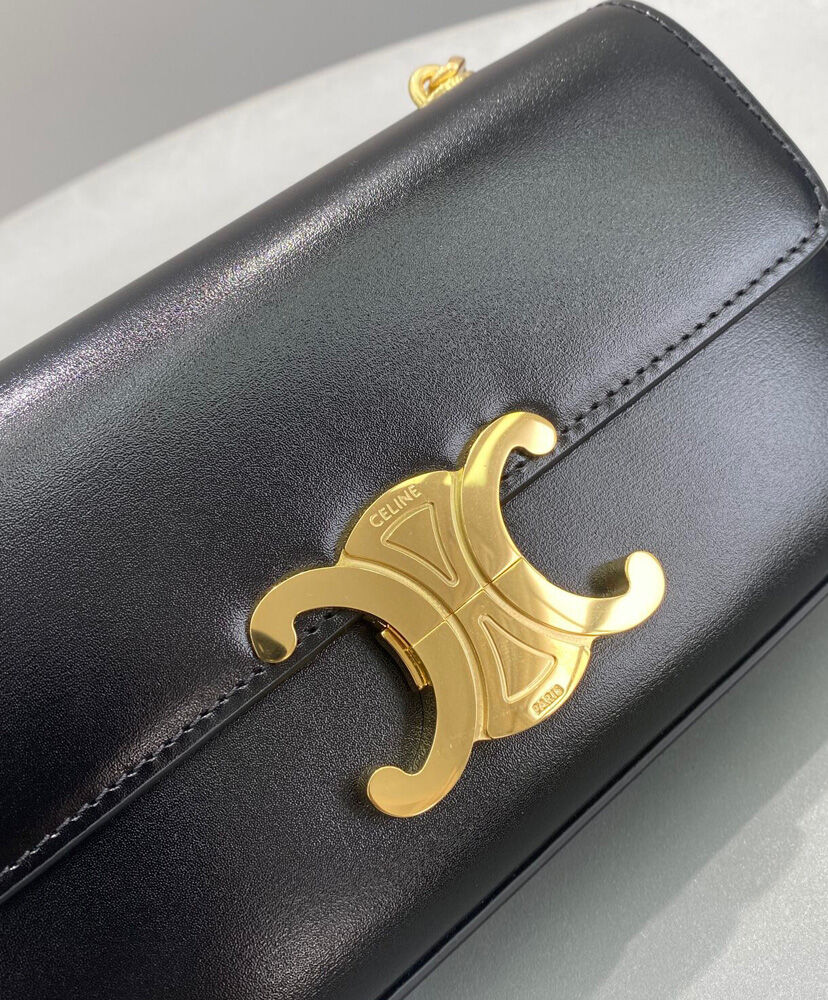 Celine Chain Shoulder Bag Triomphe In Shiny Calfskin Black1:1High-quality replica