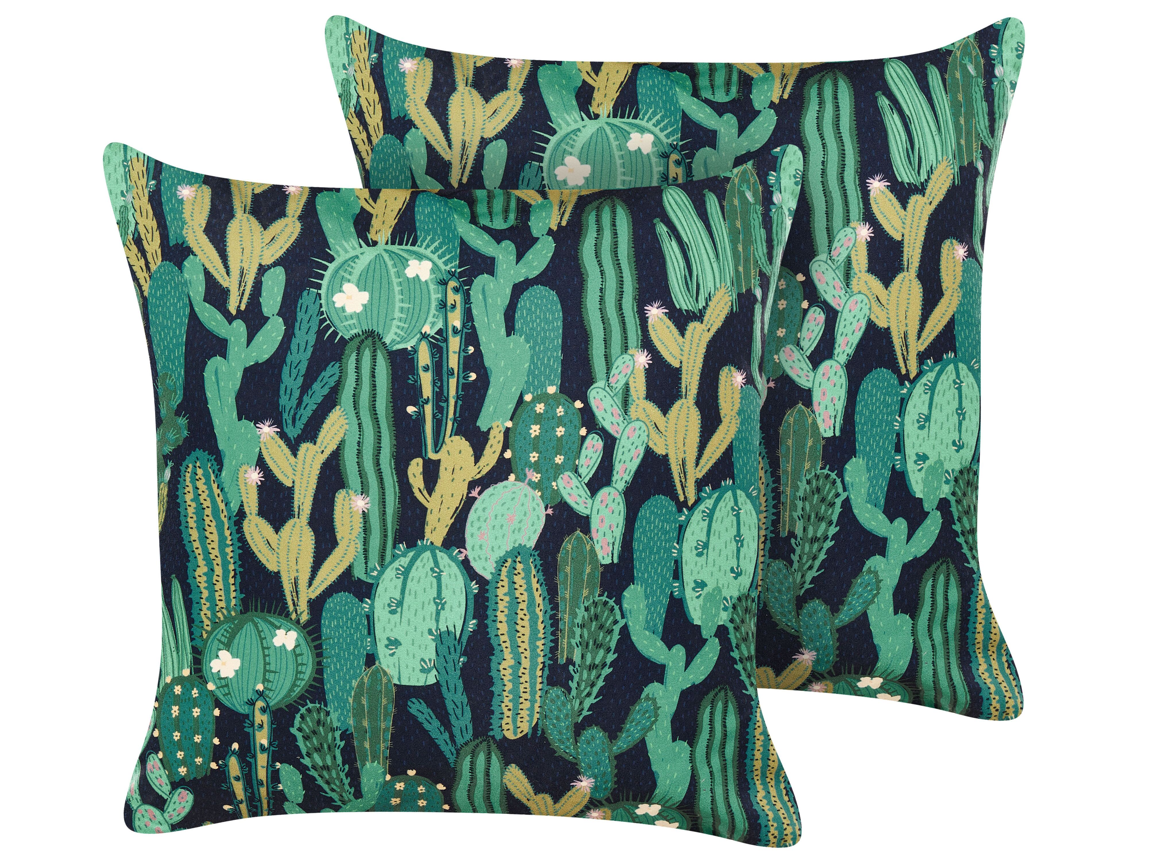 Set of 2 Outdoor Cushions BUSSANA Plant Pattern 45 x 45 cm Green