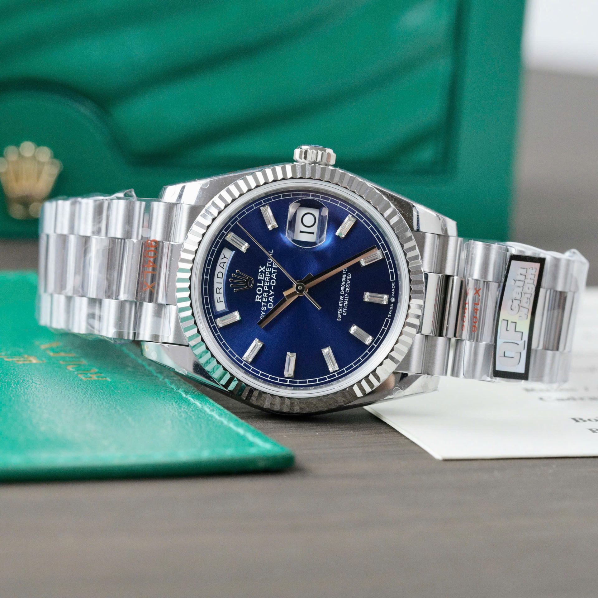Rolex Day-Date 128236 Replica Watch Blue Dial Weight 158gram QF Factory 36mm - Top club