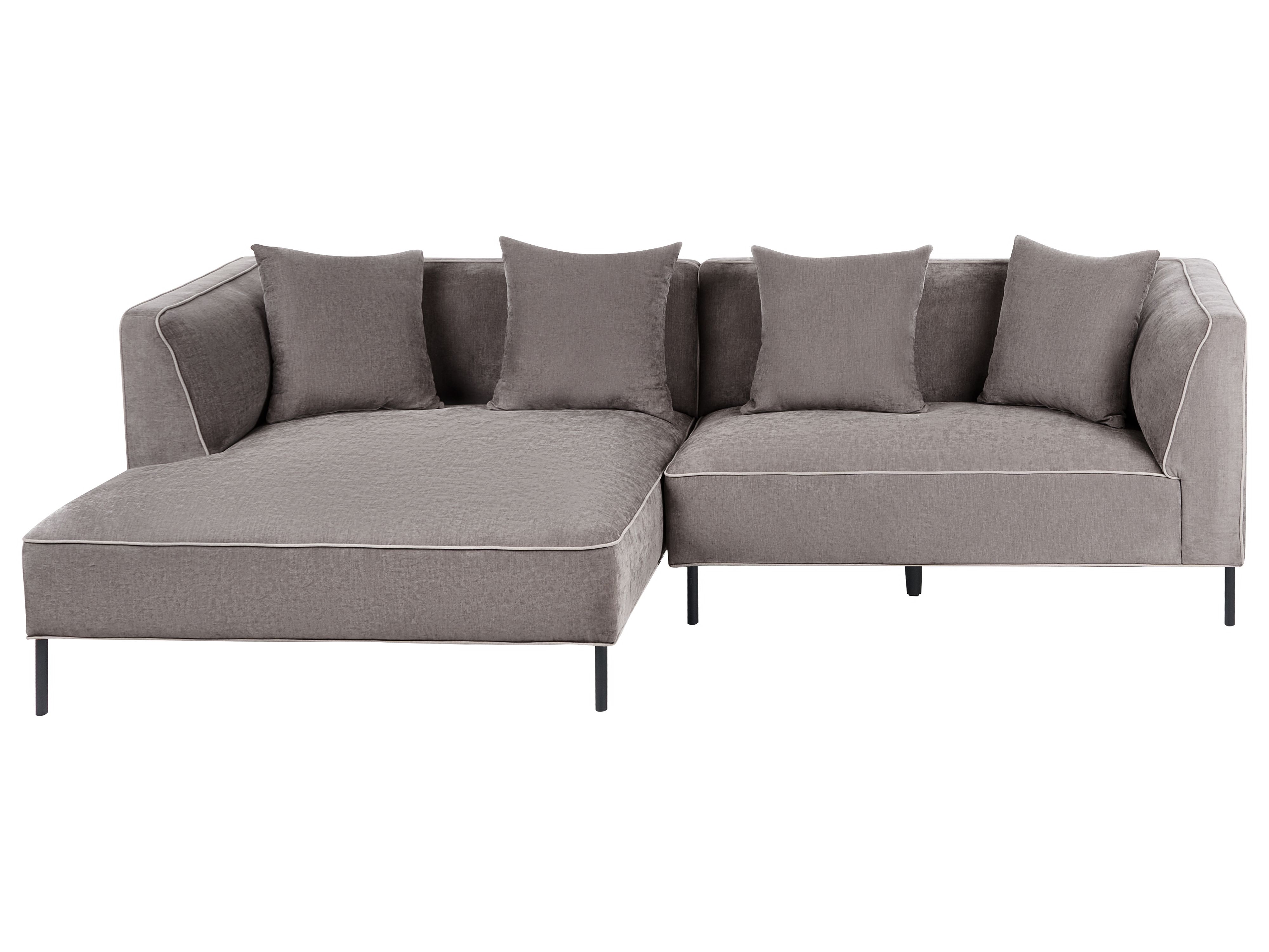Corner Sofa 3 Seater SATER Chenille Taupe Right Hand