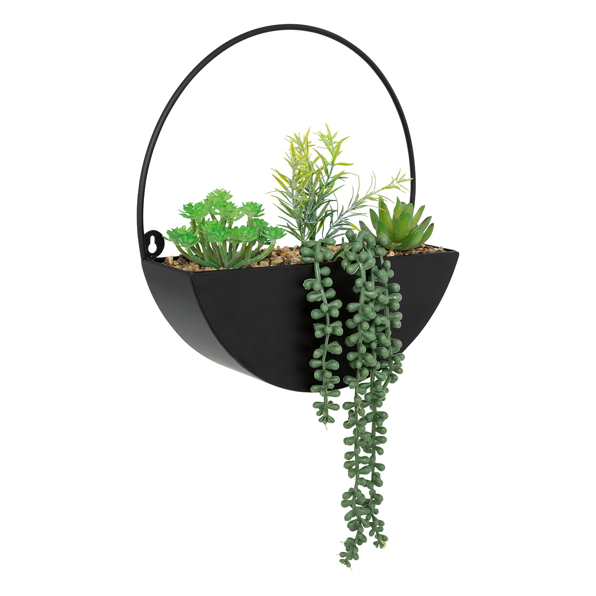 Artificial hanging plant "Imy" Black metal pot, H.41 cm