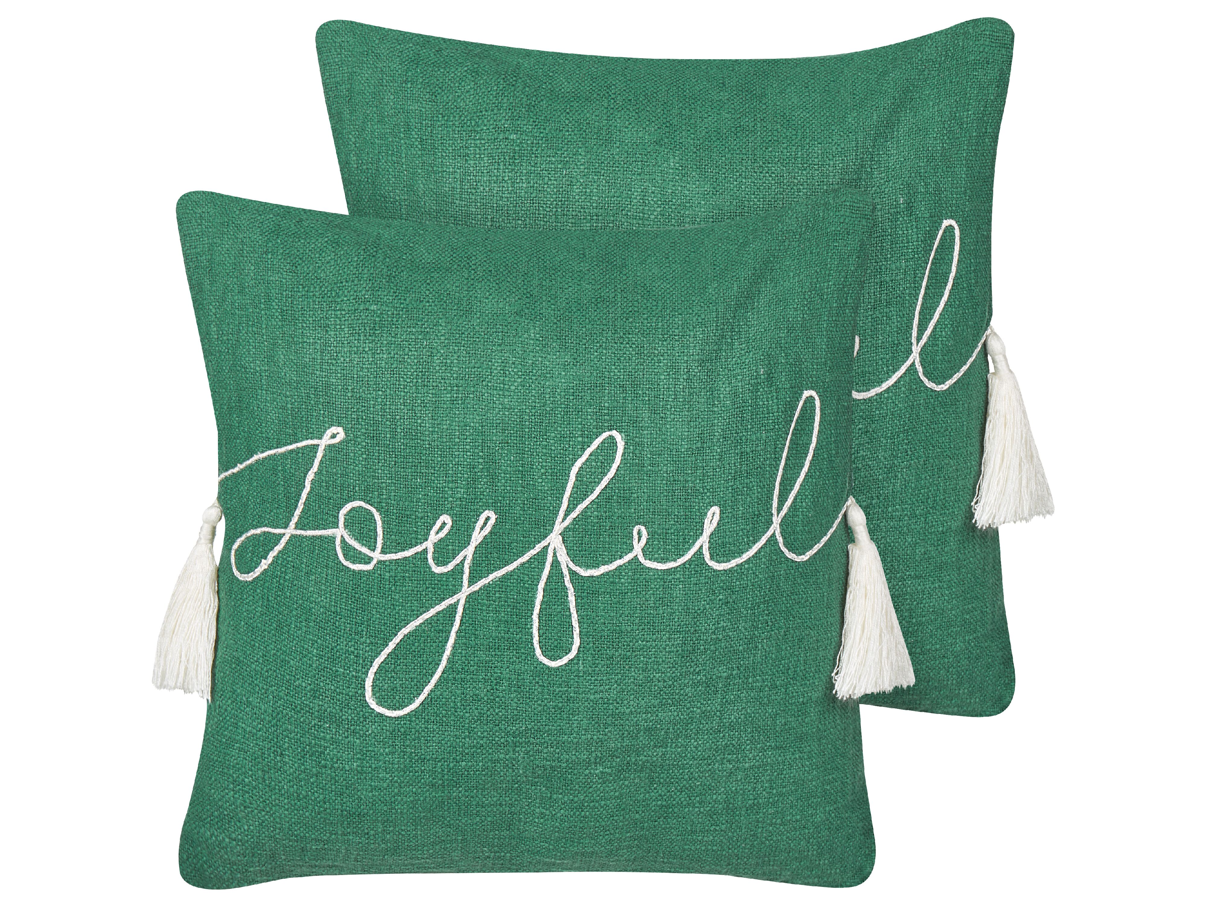 Set of 2 Decorative Cushions ELETTARIA Cotton 45 x 45 cm Green Christmas Motif