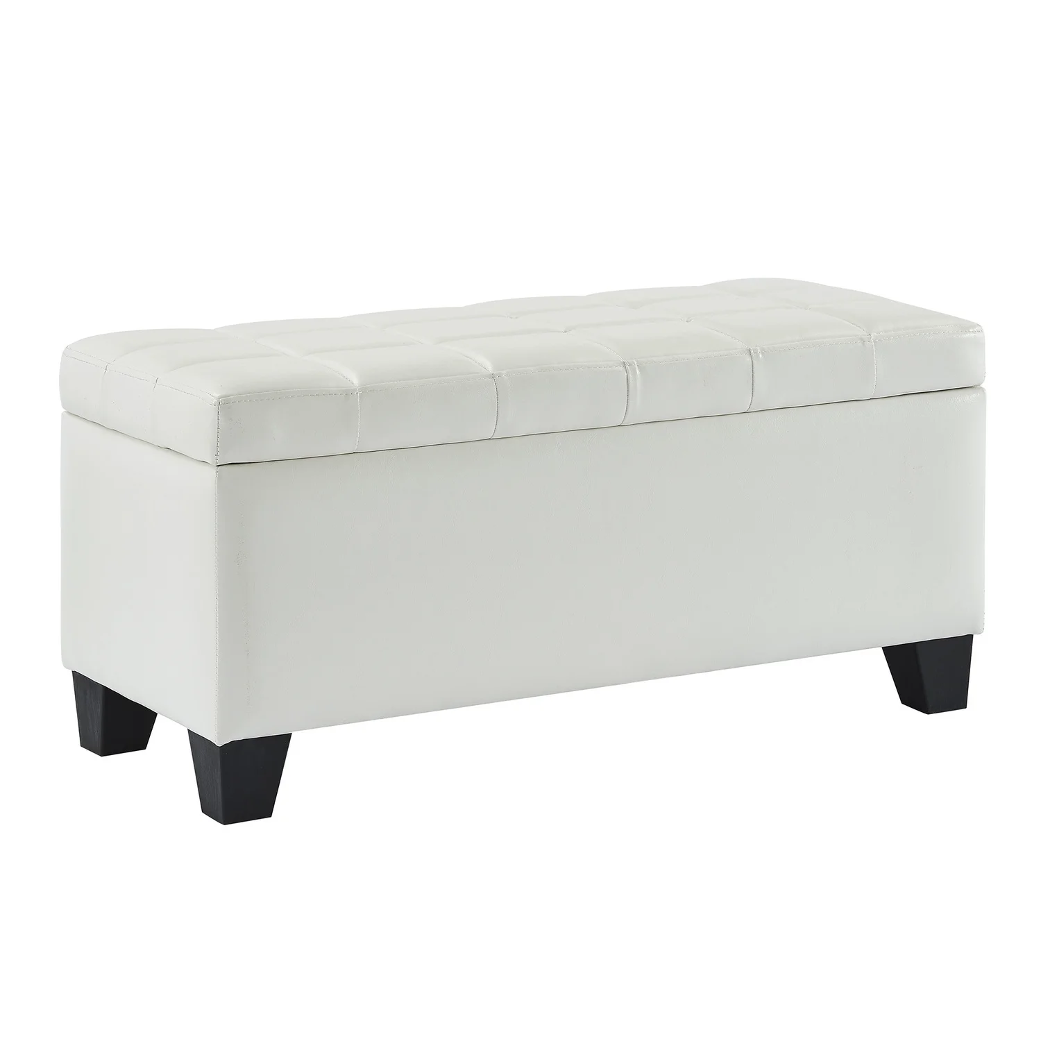 Modern Faux Leather Rectangular Storage Ottoman Bench White