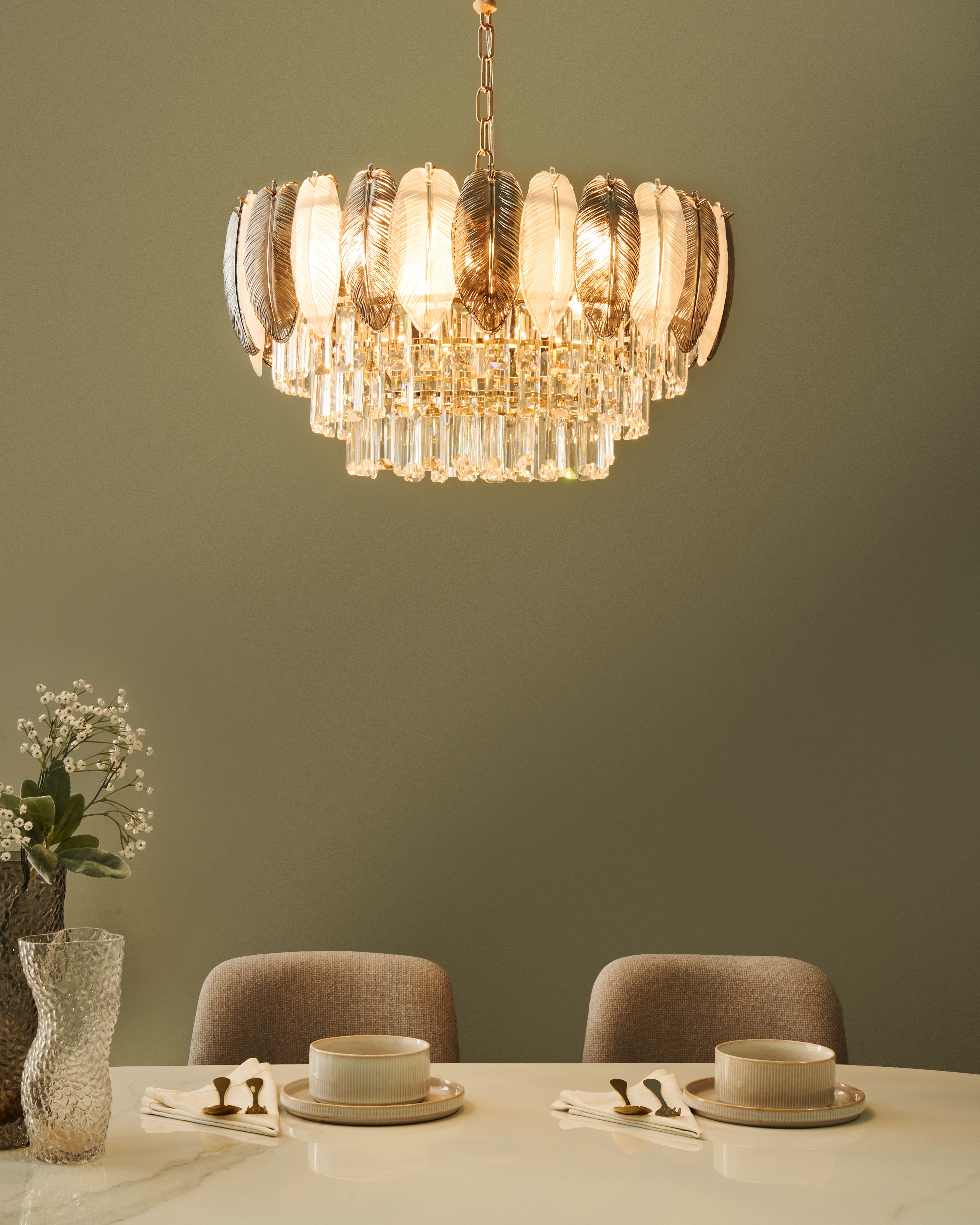 Chandelier CANAGUA Glass Brass