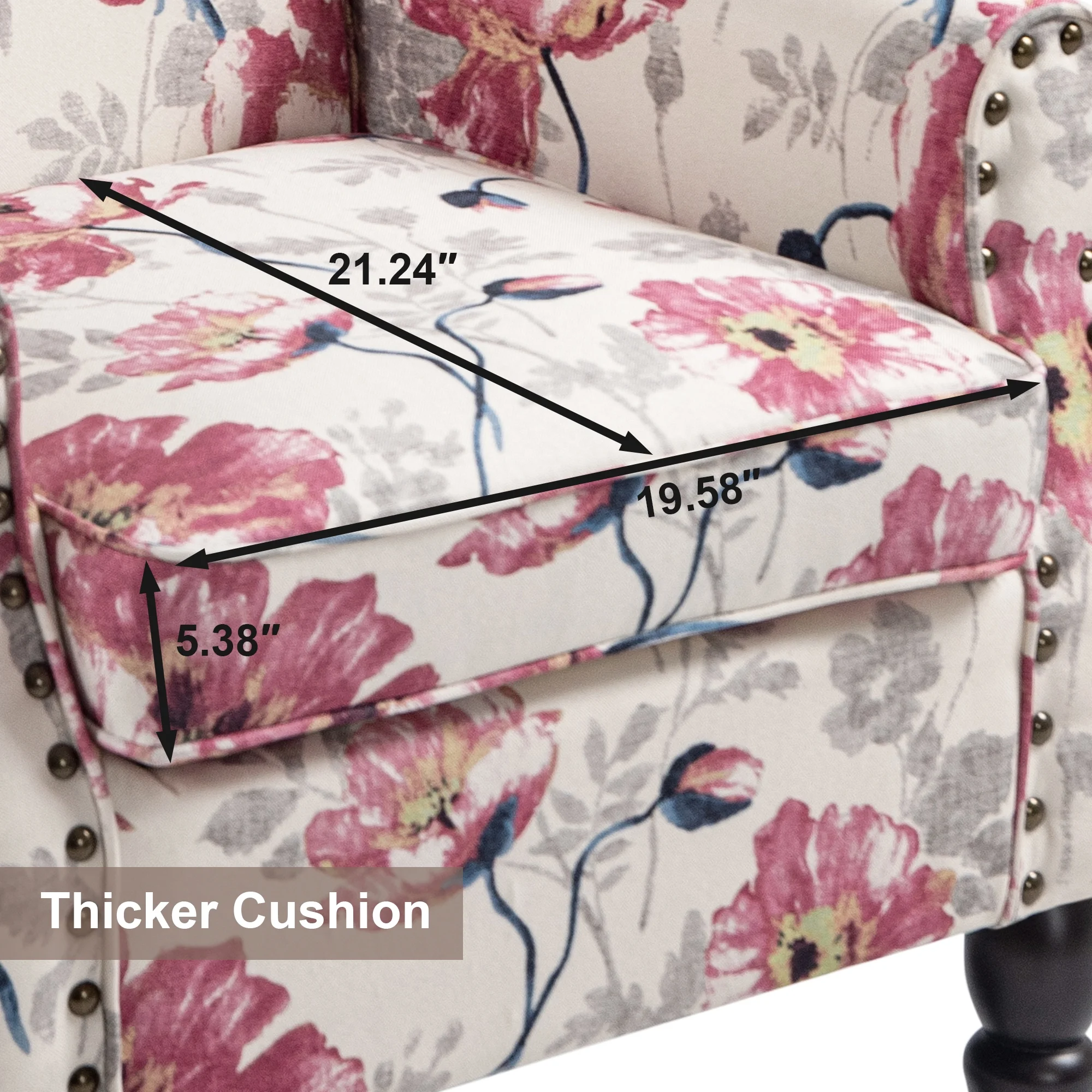 DREAMSIDEA Accent Chairs Upholstered Pattern Morden Armchair Comfy Linen Fabric Single Sofa for Living Room, Pattern White - Image 6