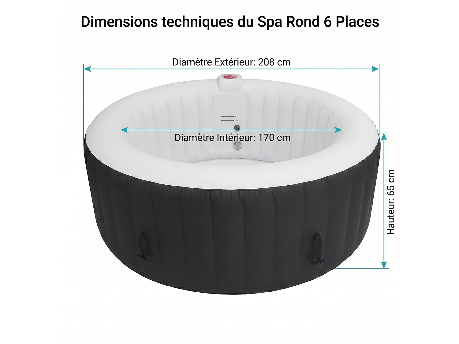 Spa gonflable 6 places rond - Ospazia - Diamètre : 208 cm - Filtre et bâche inclus