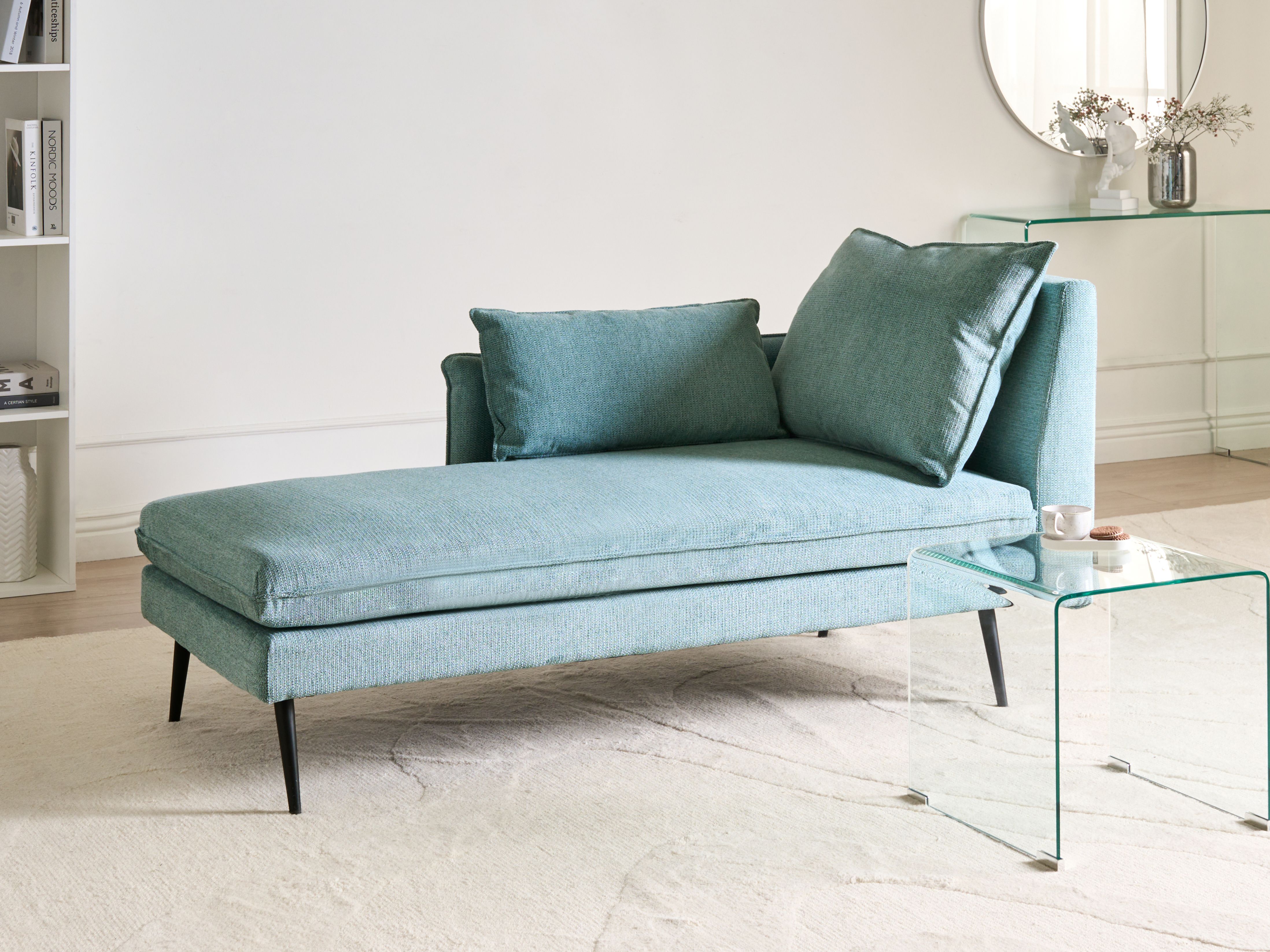 Right-Hand Chaise Lounge YERRES Fabric Light Blue