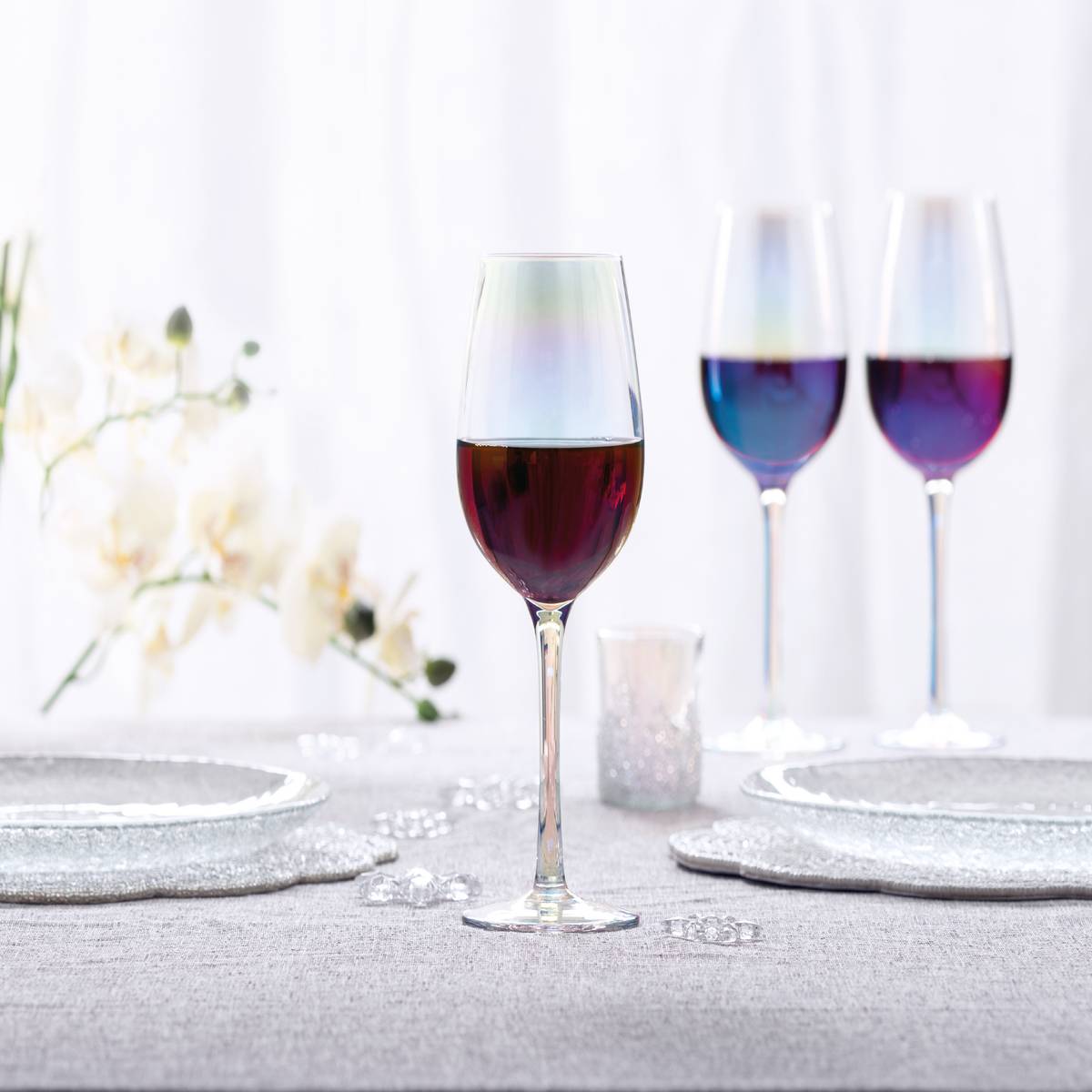 Set of 6 wine glasses "Fantasy" 380 ml, Multicolor