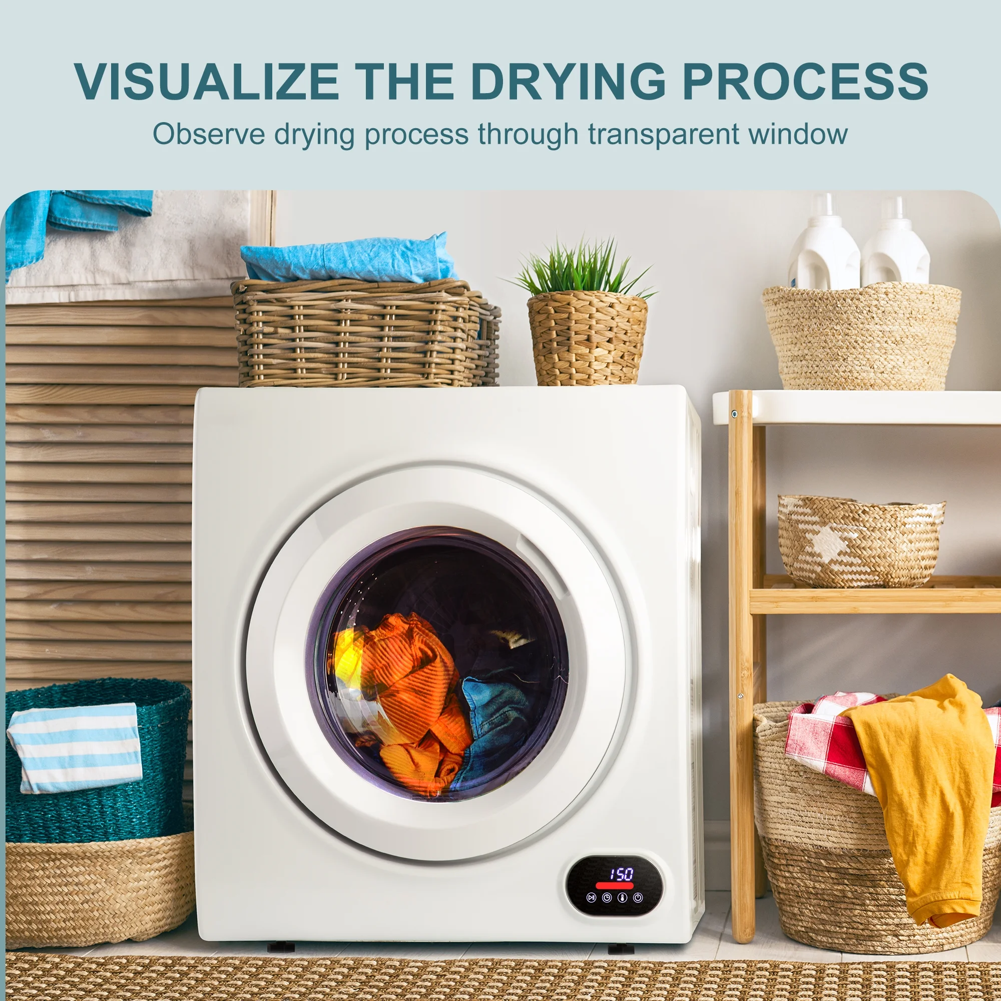 Simzlife 1.6 Cu. ft. Portable Clothes Dryer, Electric Compact Dryer Machine, 19.5 in W, 23.6 in H - Image 24
