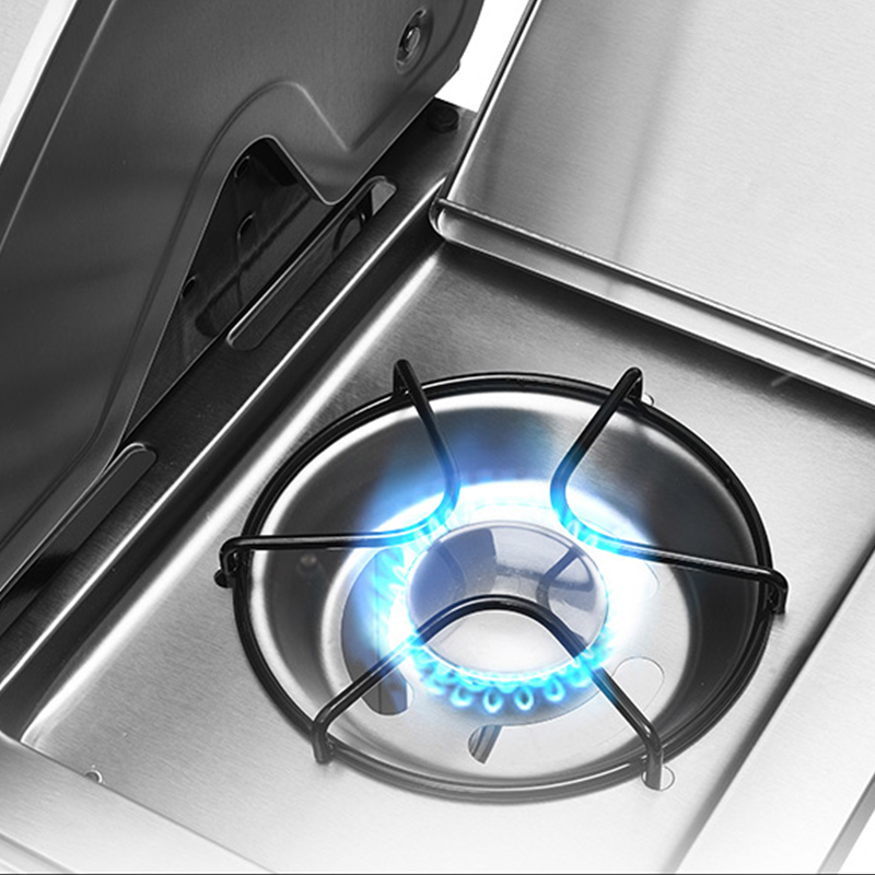 Stainless Steel 6 Burner Gas BBQ Grill Big Cooking Area Hotplate Modern Premium Design Adjustable Trolley Foldable Outdoor Use