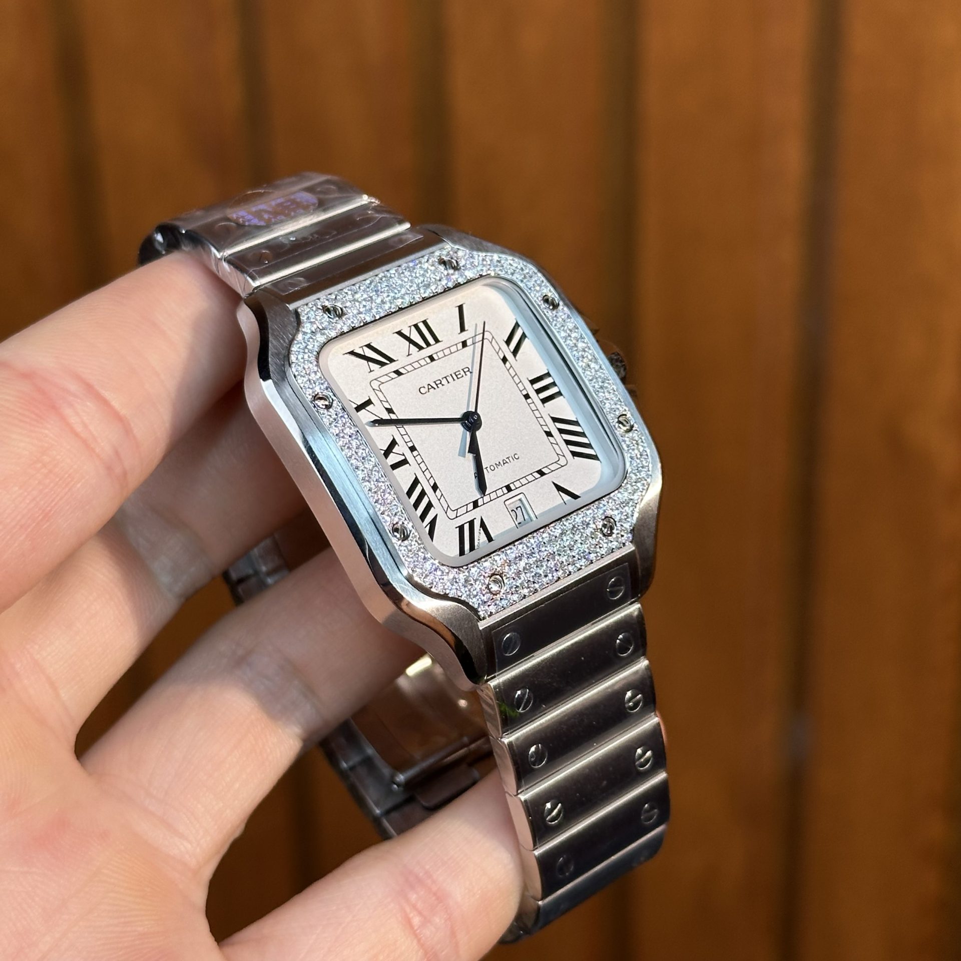 Cartier Replica Watch Santos Custom Moissanite Diamonds Hong Kong 39.8mm - Top club