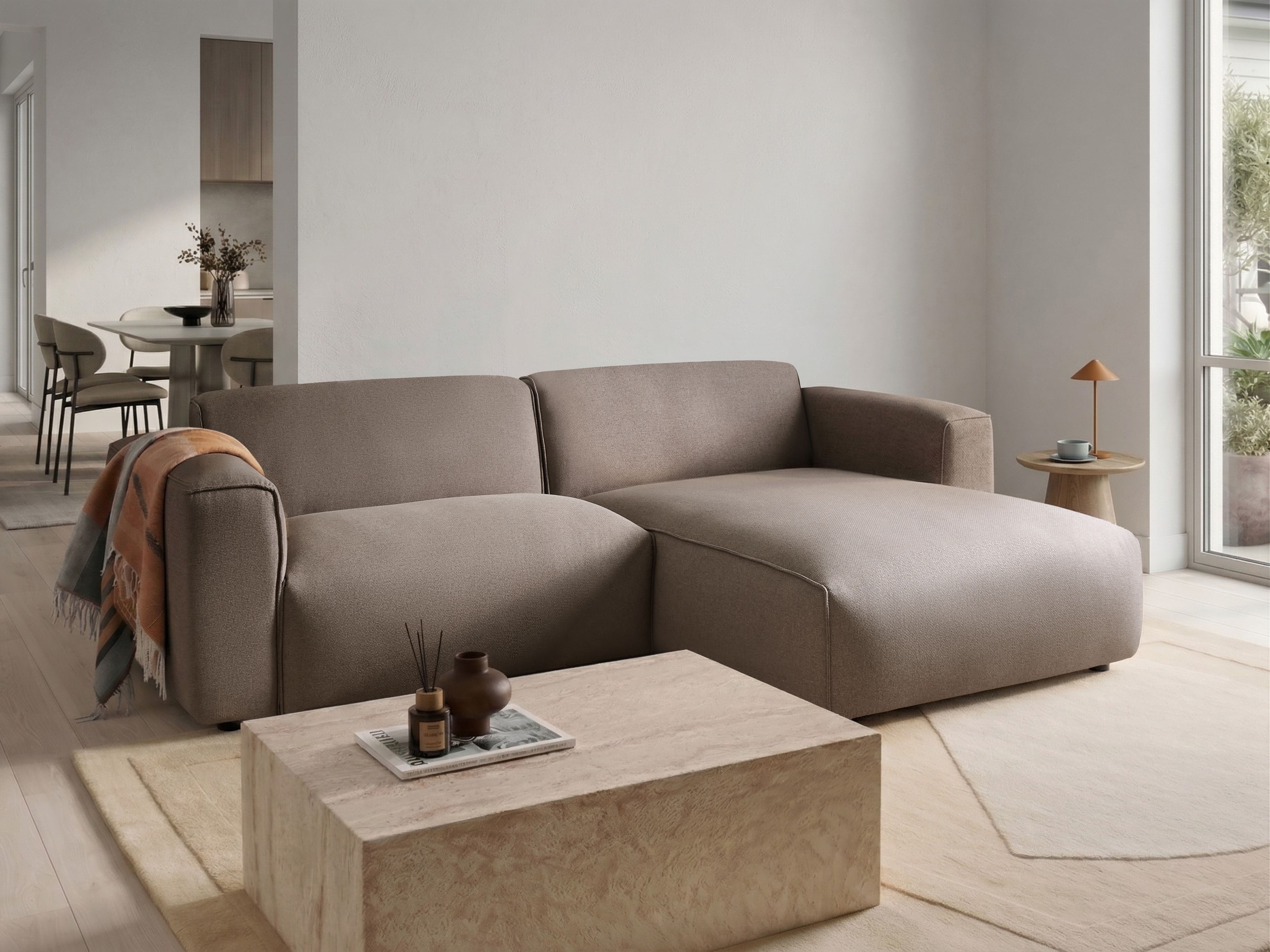 Corner Sofa 3 Seater FAABORG Fabric Taupe Left Hand