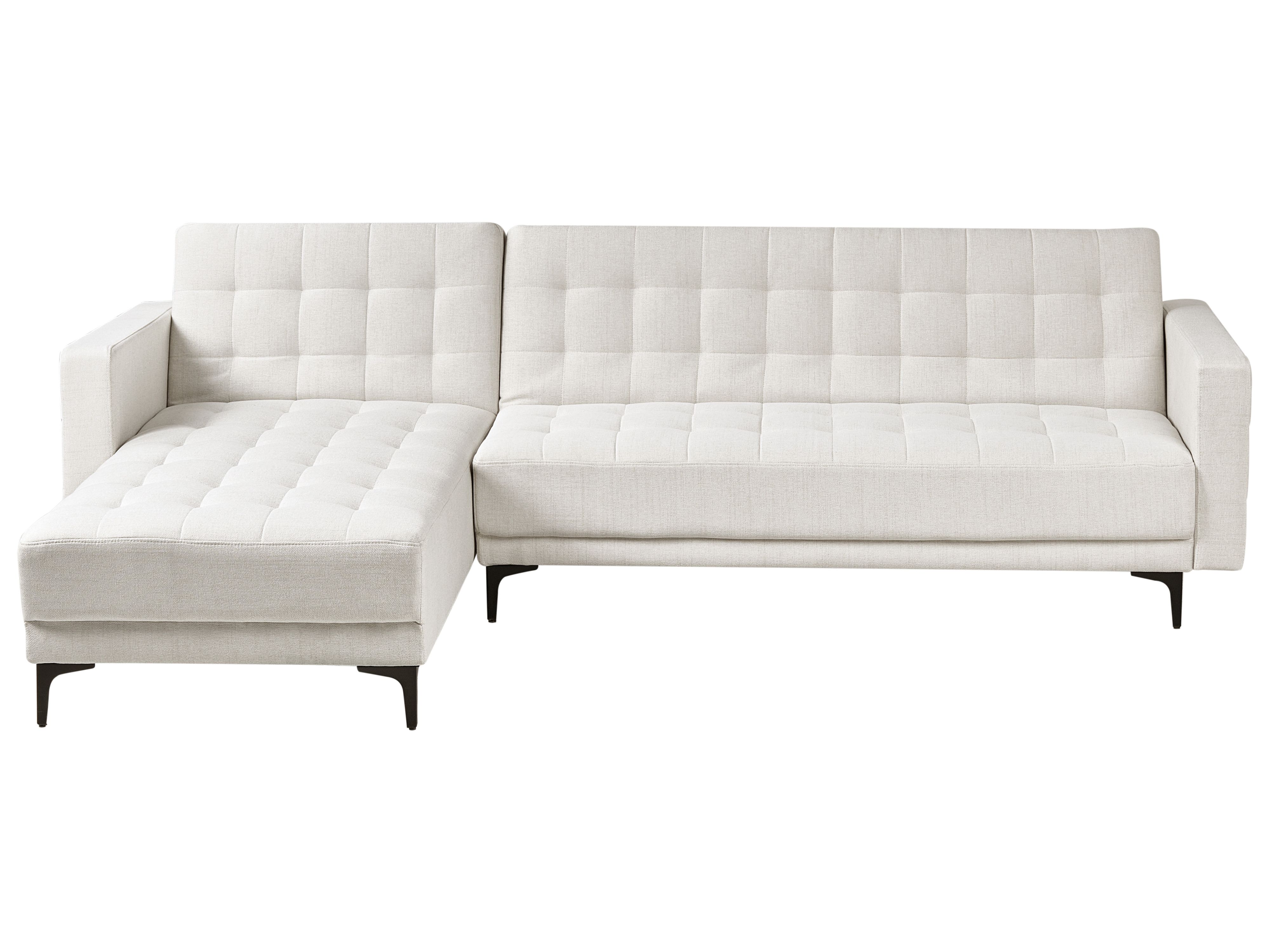 Modular Corner Sofa Bed 4 Seater ABERDEEN Fabric Off-White Right Hand