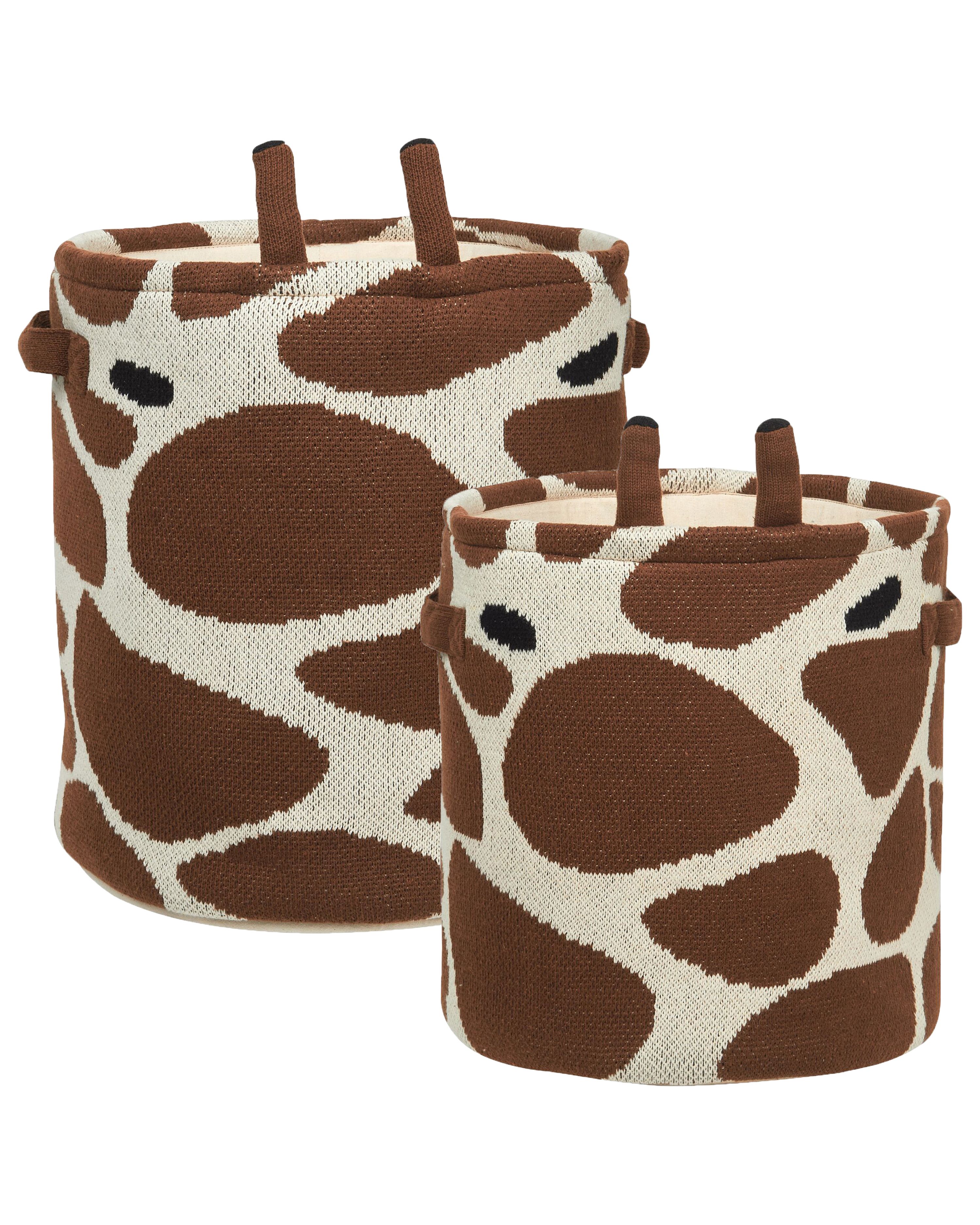 Set of 2 Kids Baskets Giraffe POMANG Cotton Brown
