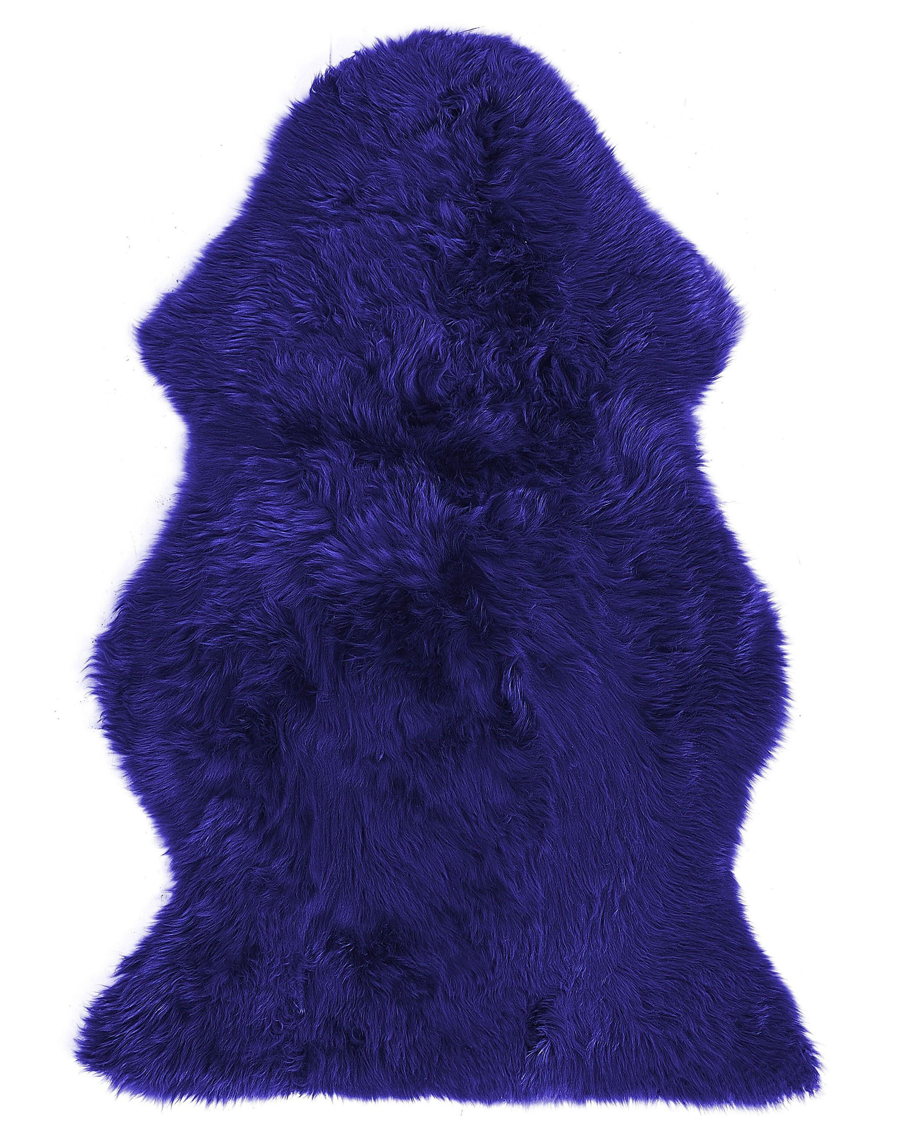 Sheepskin Rug ULURU Navy Blue 65 x 110 cm