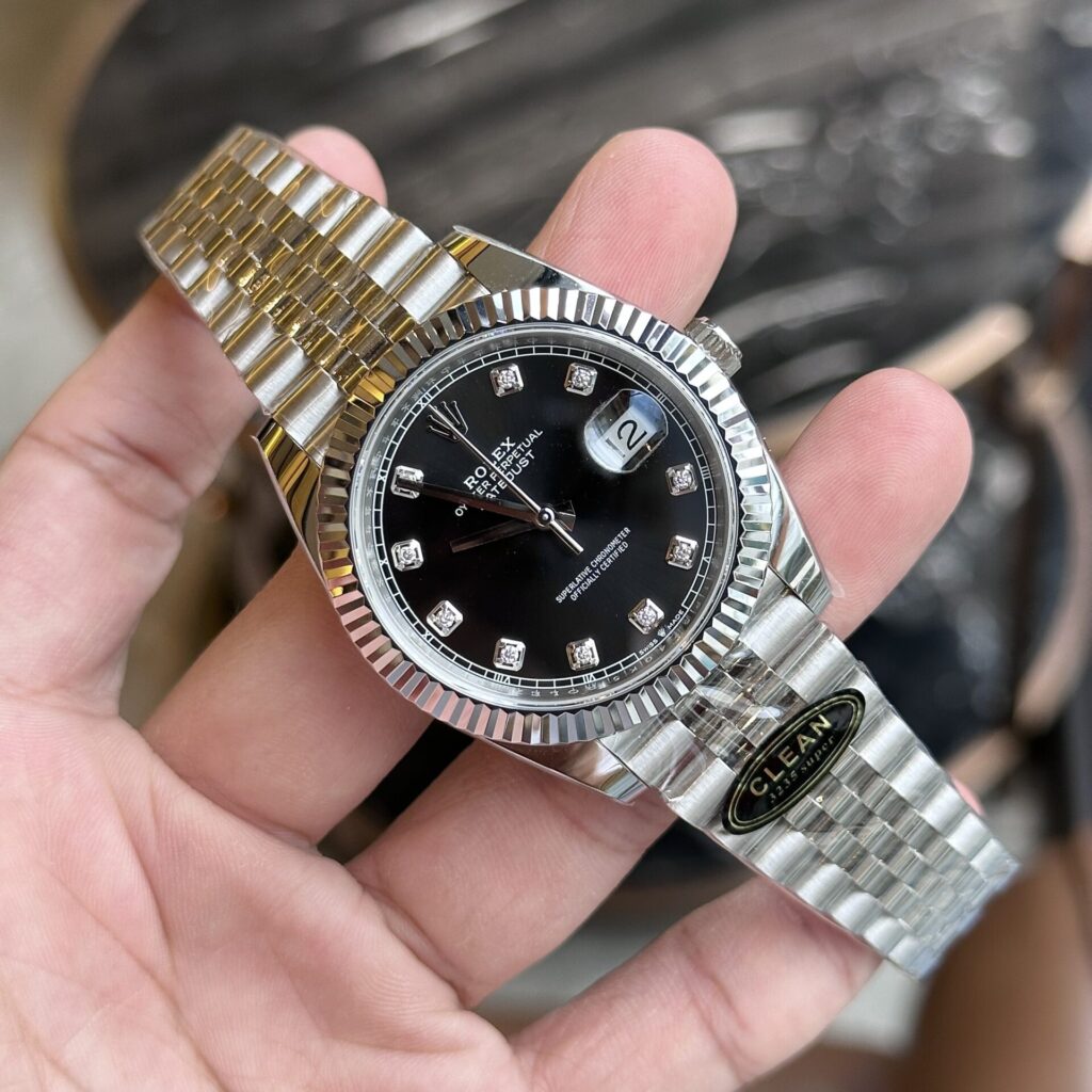 Rolex Replica 1:1 Watch Datejust 126334 Black Dial With Diamond Numbers Clean 41mm - Elite Watch Atelier