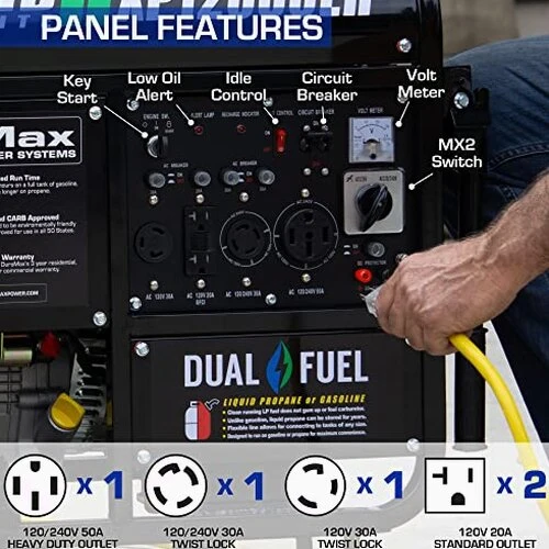 DuroMax Dual Fuel Generator 12,000W Gas/Propane, 457cc 4-Stroke Engine - XP12000EH - Image 11 DuroMax Dual Fuel Generator 12,000W Gas/Propane, 457cc 4-Stroke Engine - XP12000EH - Image 11