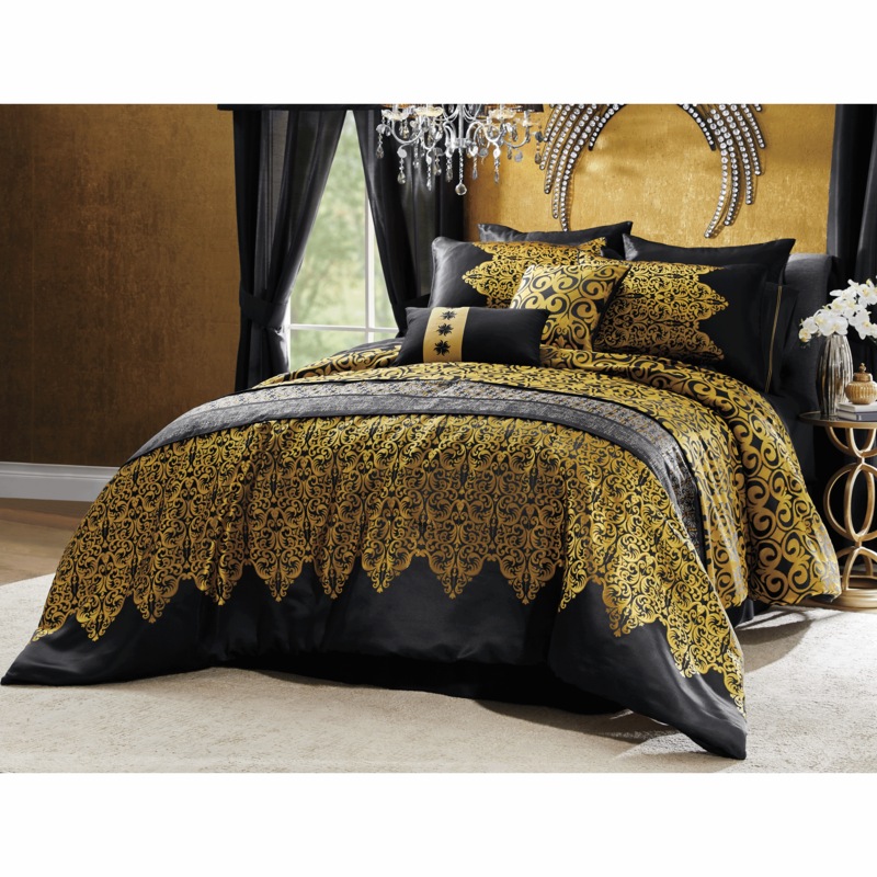 Kismet 10-Piece Luxury Woven Jacquard Comforter and Sheet Set, Accent Pillows and Window Treatments - MIDNIGHT VELVET CATALOG