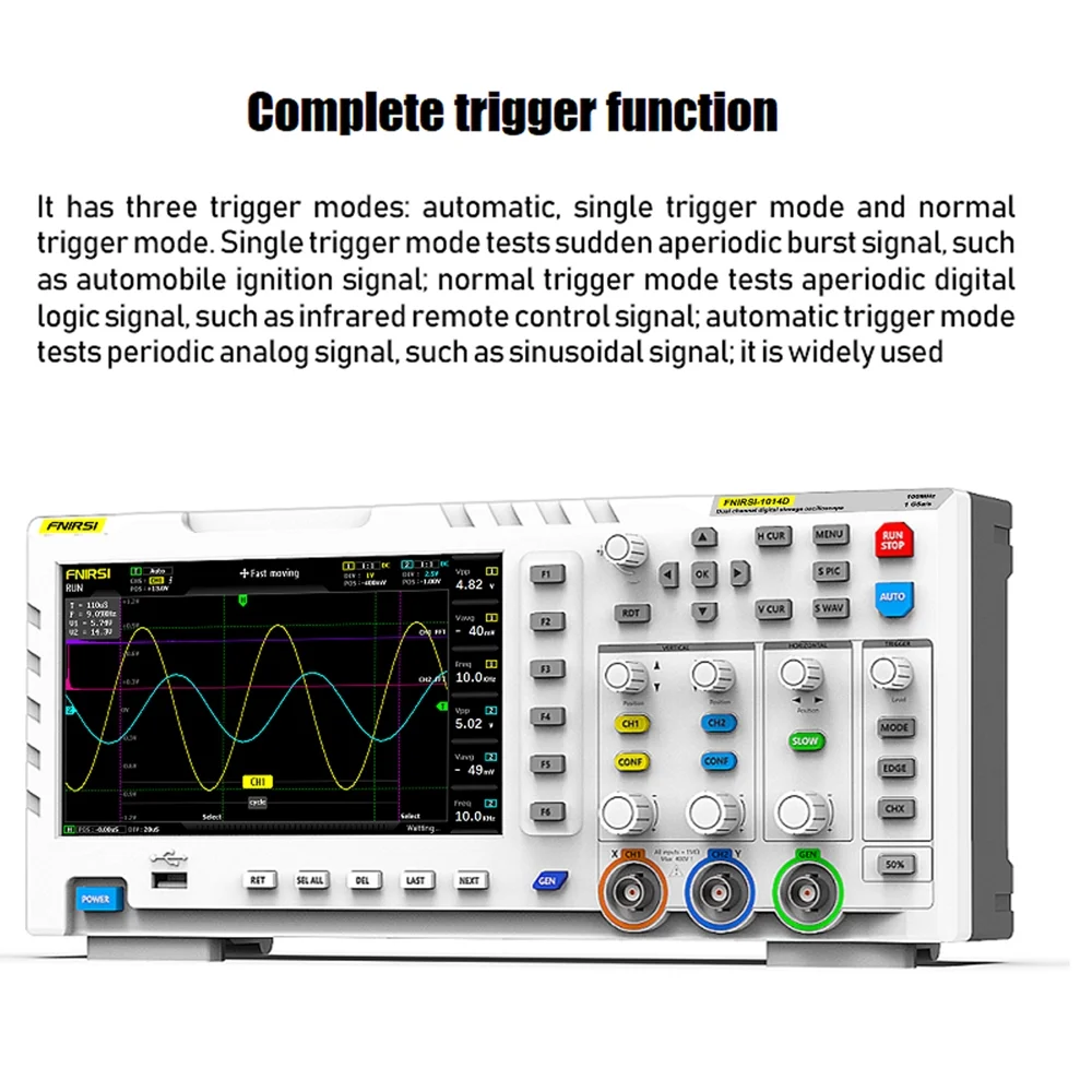 7 inch LCD 2-Channel Digital Oscilloscope DDS Signal Generator 100MHz* 2 Analog Bandwidth 1GSa/S Sampling Rate