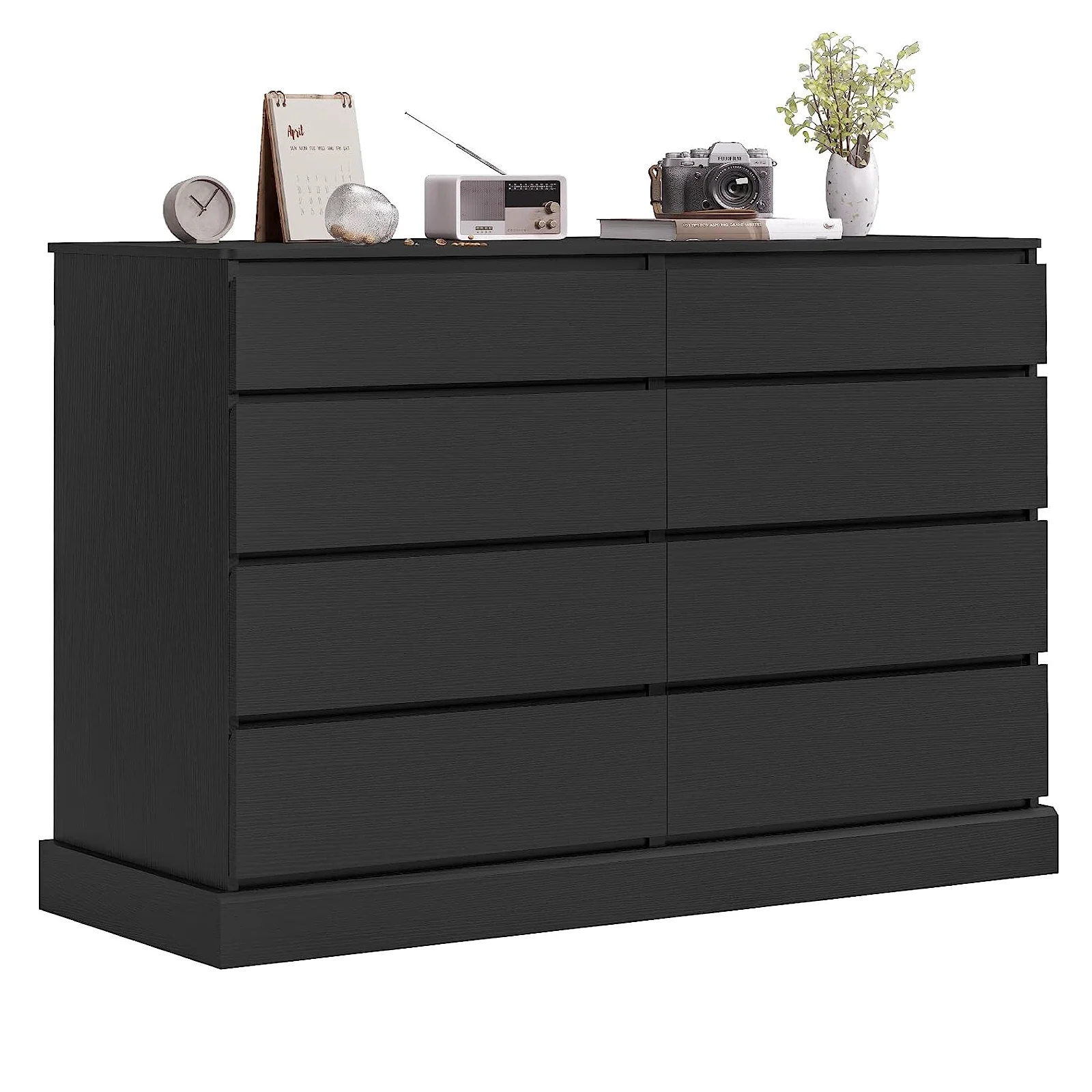 8 Drawers Double Dresser Wooden Black Chest of Drawers for Bedroom, Large Storage Cabinet for Home Living Room - Image 9