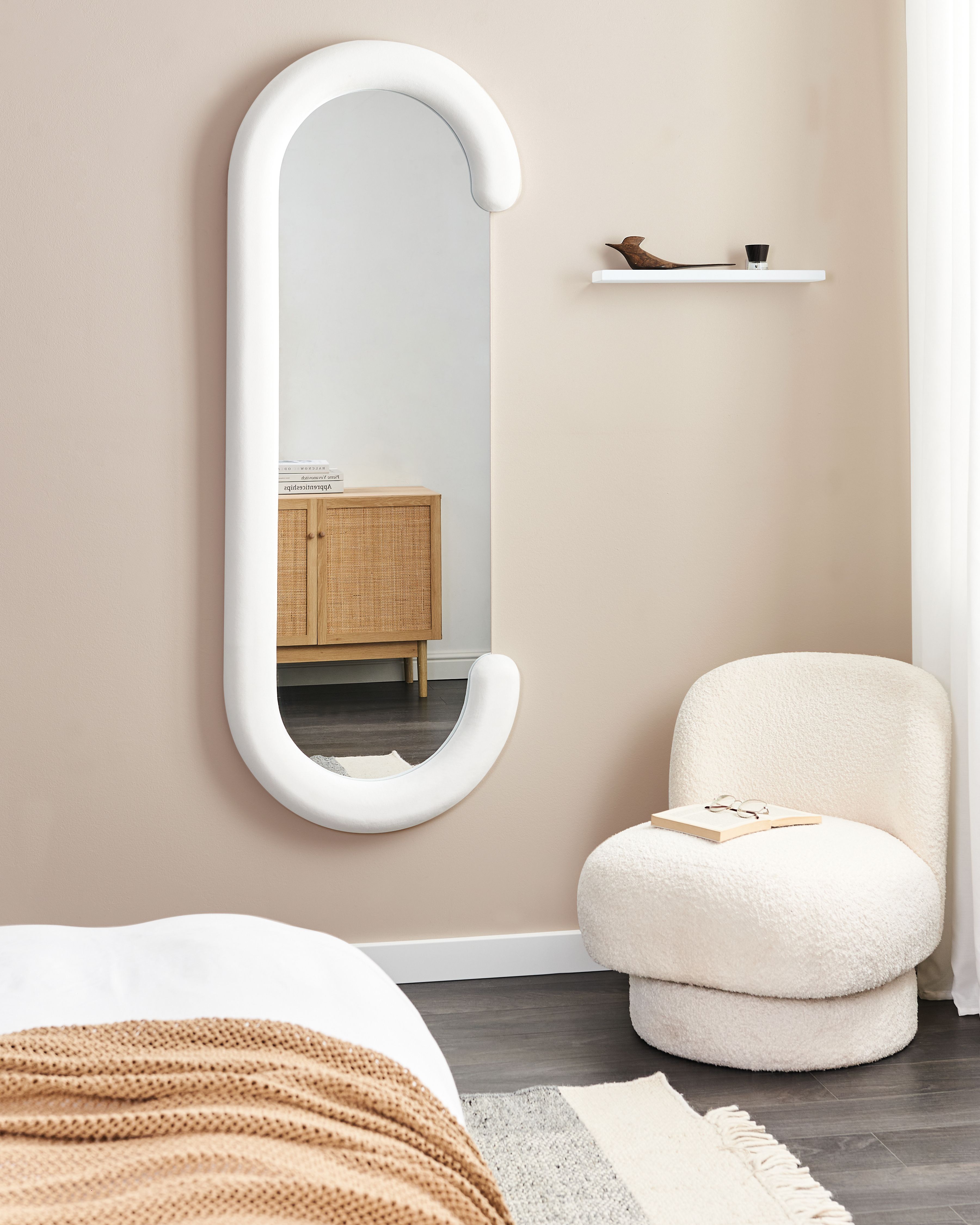 Wall Mirror LOCHES 54 cm 158 cm Velvet White