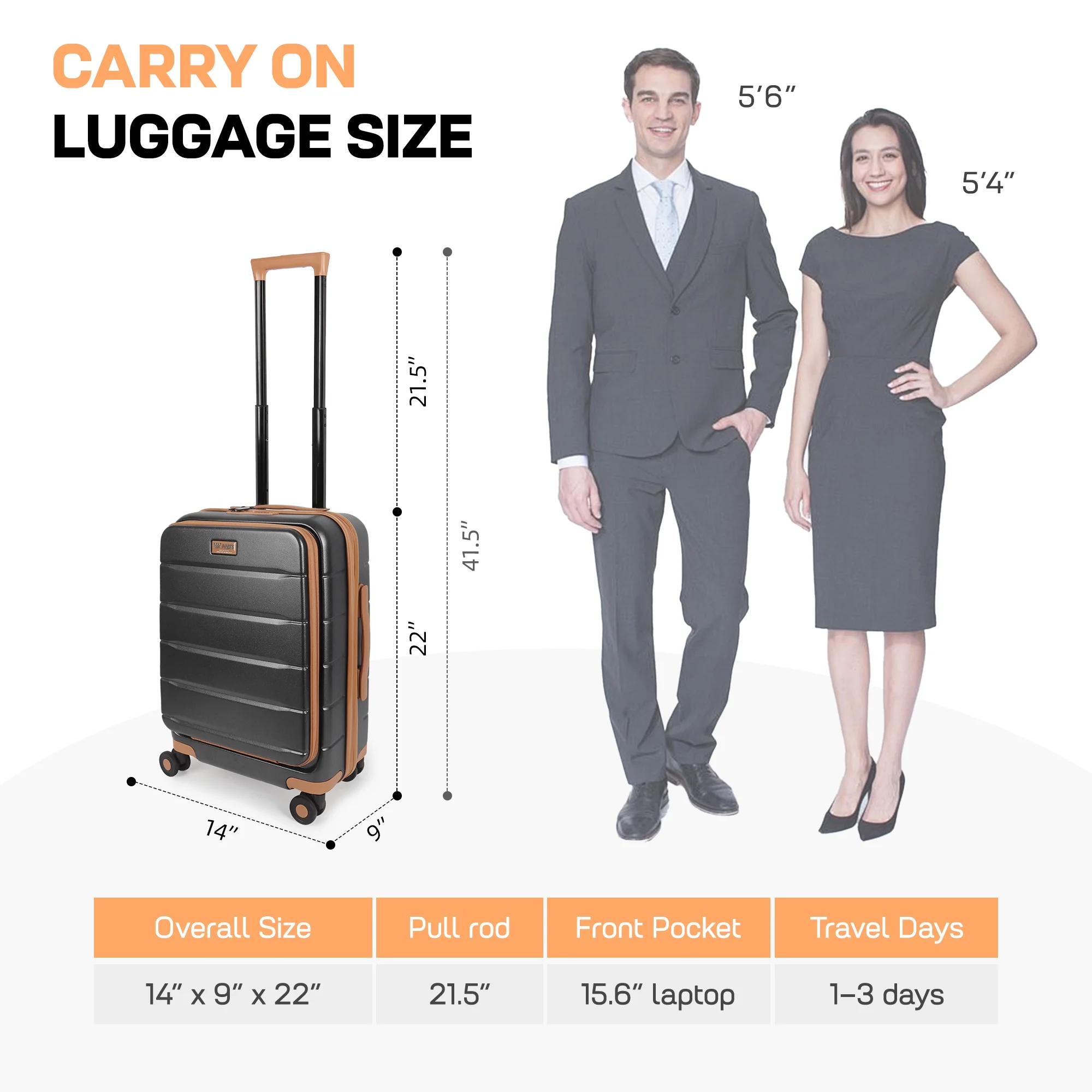 Carry On Luggage 22 x 14 x 9 Airline Approved Lightweight Hardside Spinner Luggage with TSA Lock and Laptop Compartment, Beige, CY2431 - Image 30