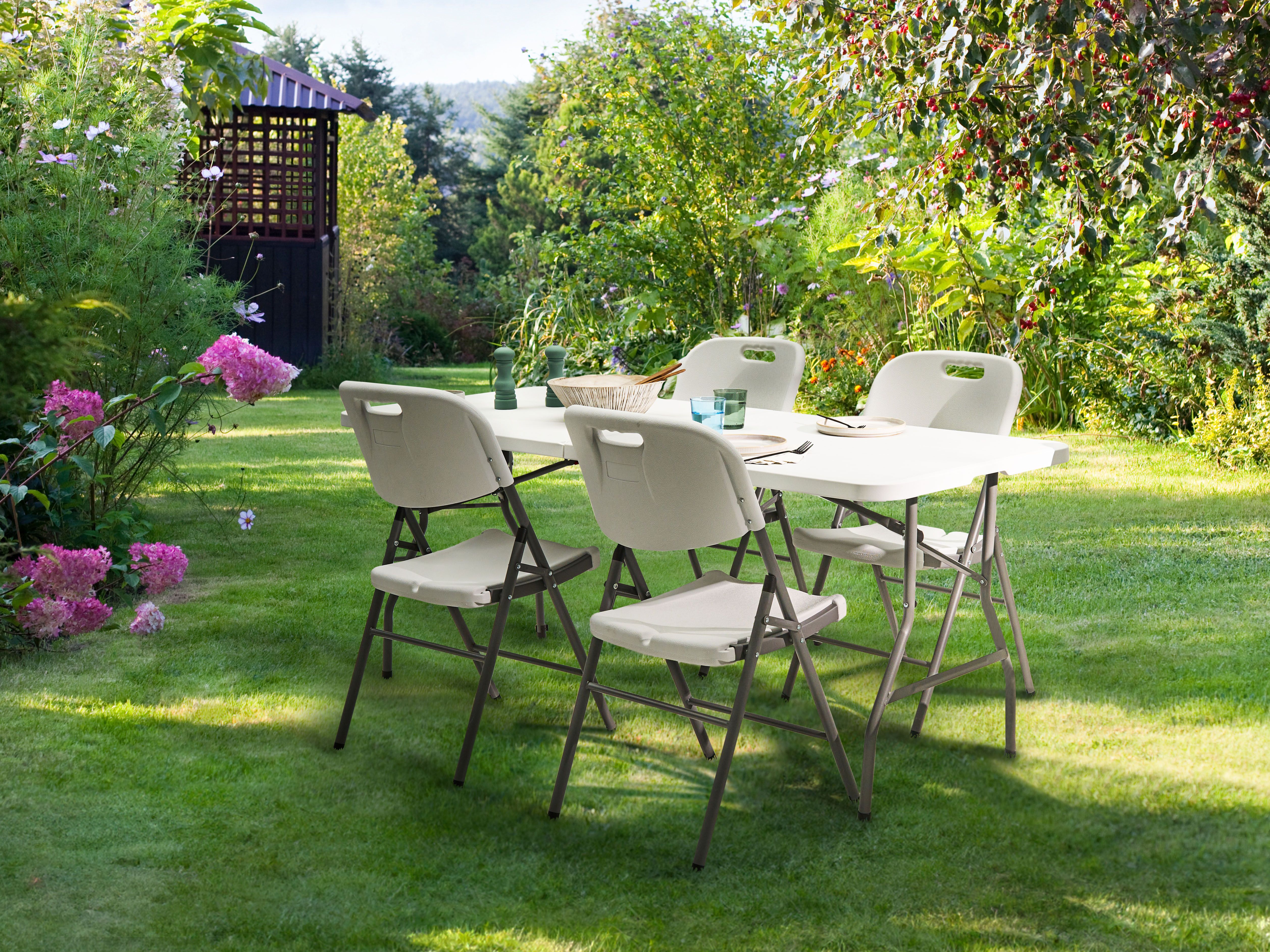 Garden Dining Set 4 Seater CUGNOLI Folding White