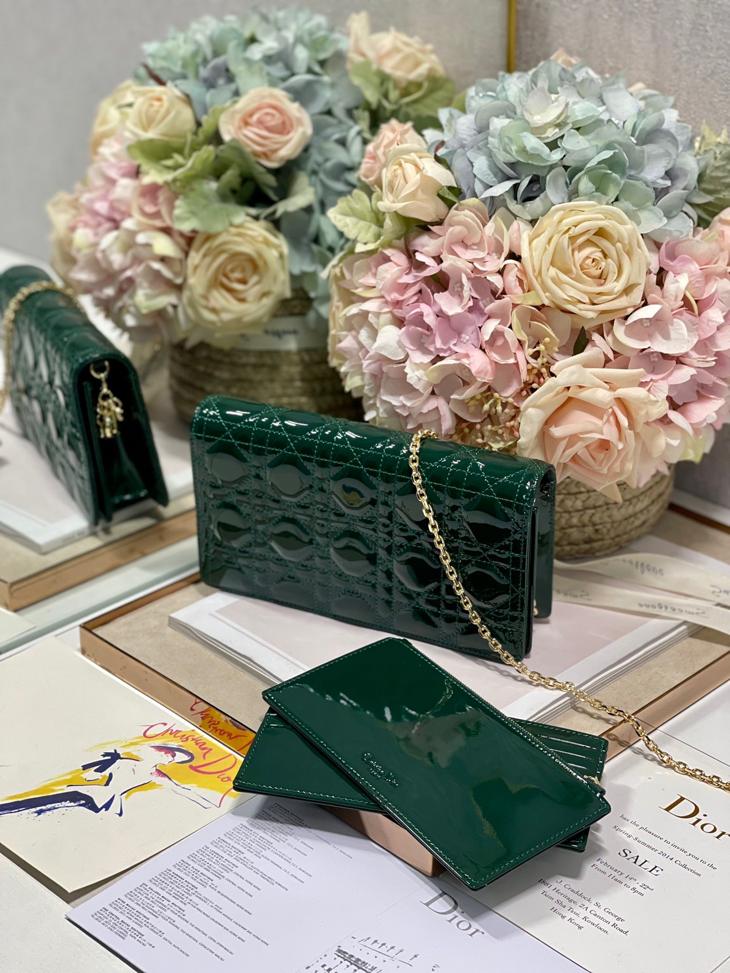 Christian Dior Lady Dior Pouch Green, For Women, Women’s Handbags 8.5in/21.5cm CD1:1High-quality replica
