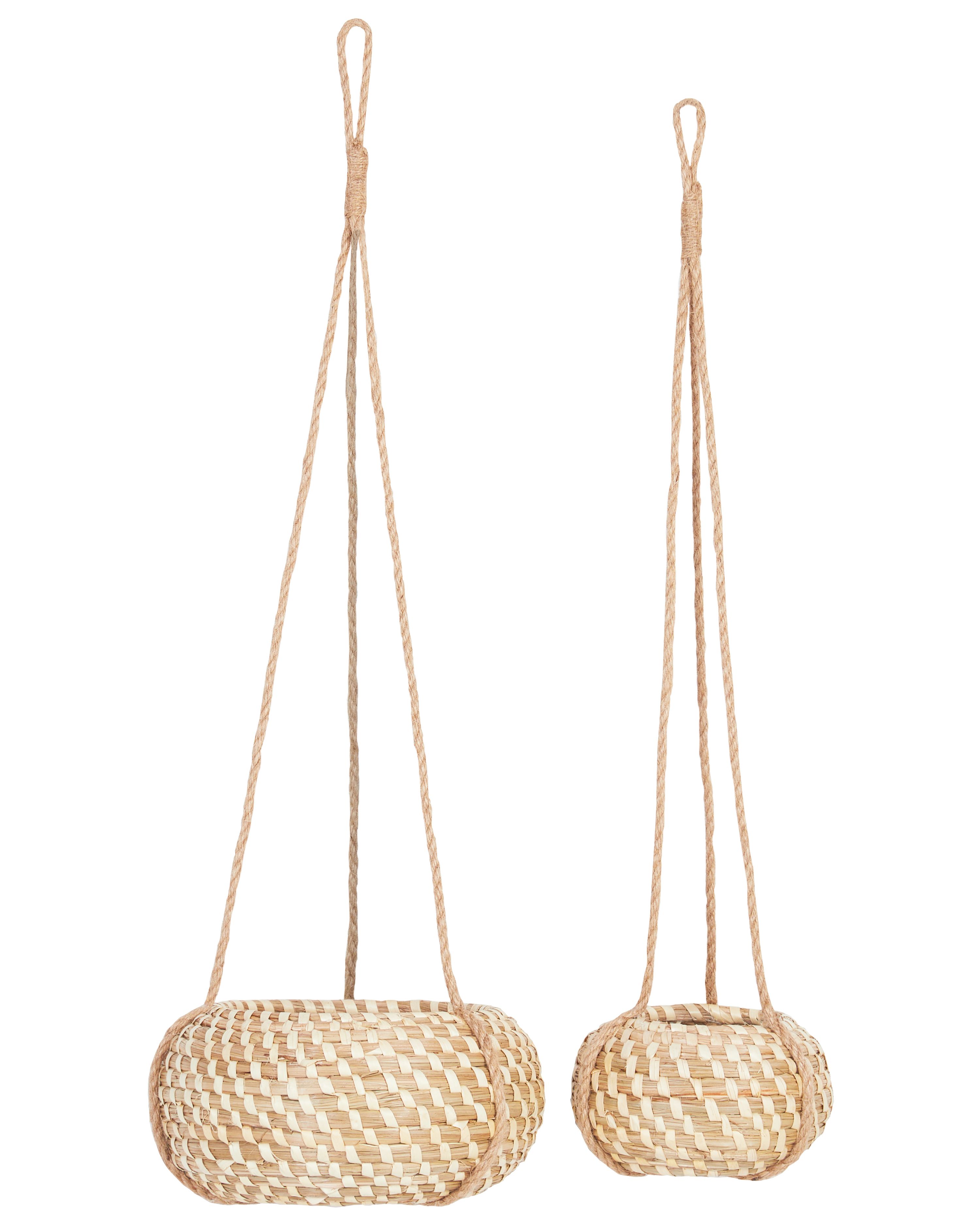Set of 2 Plant Pots REMORA Seagrass 22/14 cm Natural